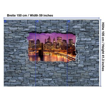 wandmotiv24 Fototapete 3D Optik - New York Manhattan bei Nacht, glatt, Wandtapete, Motivtapete, matt, Vliestapete