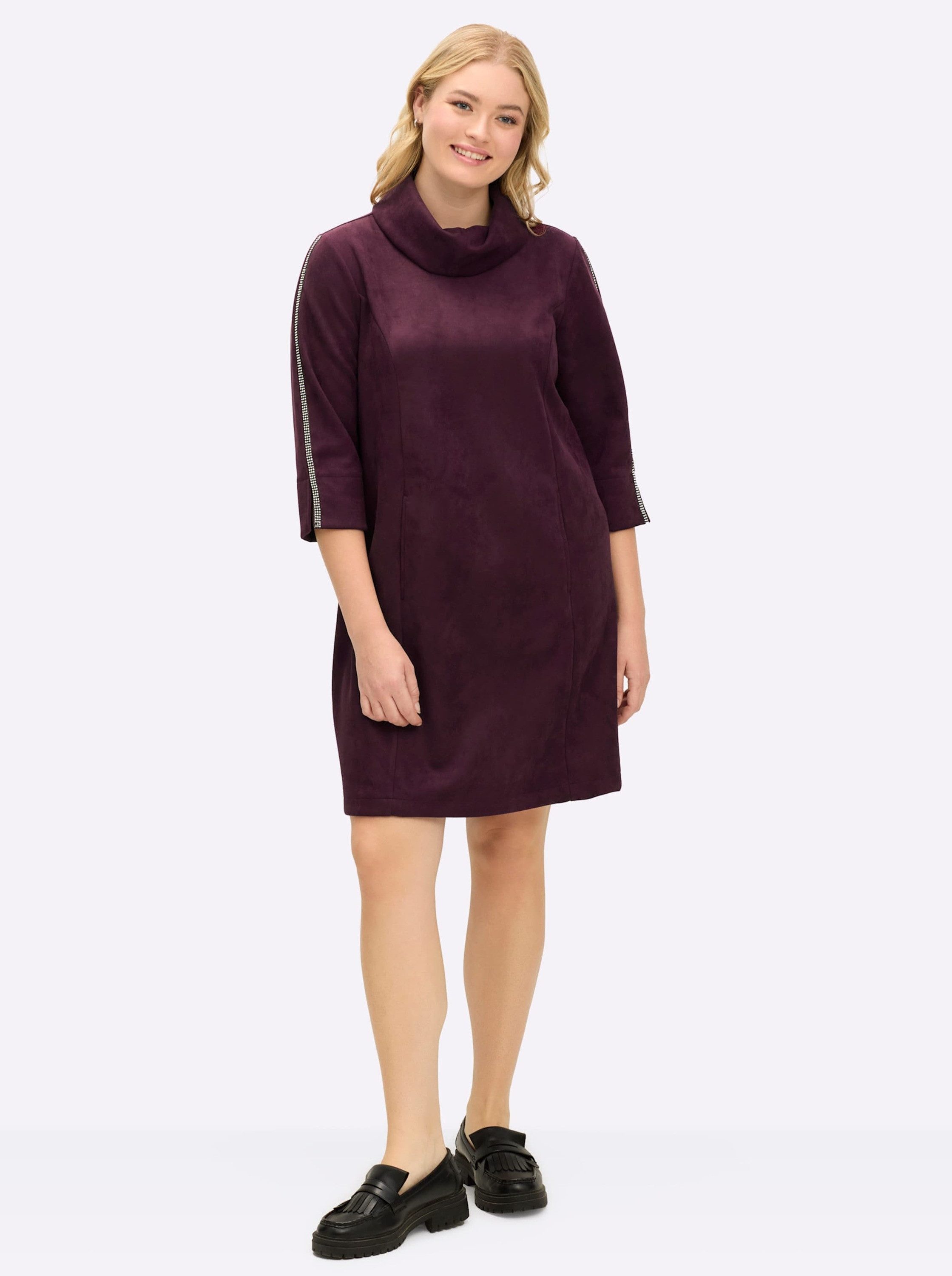 Sheego Etuikleid Velours-Kleid 3/4-Arm