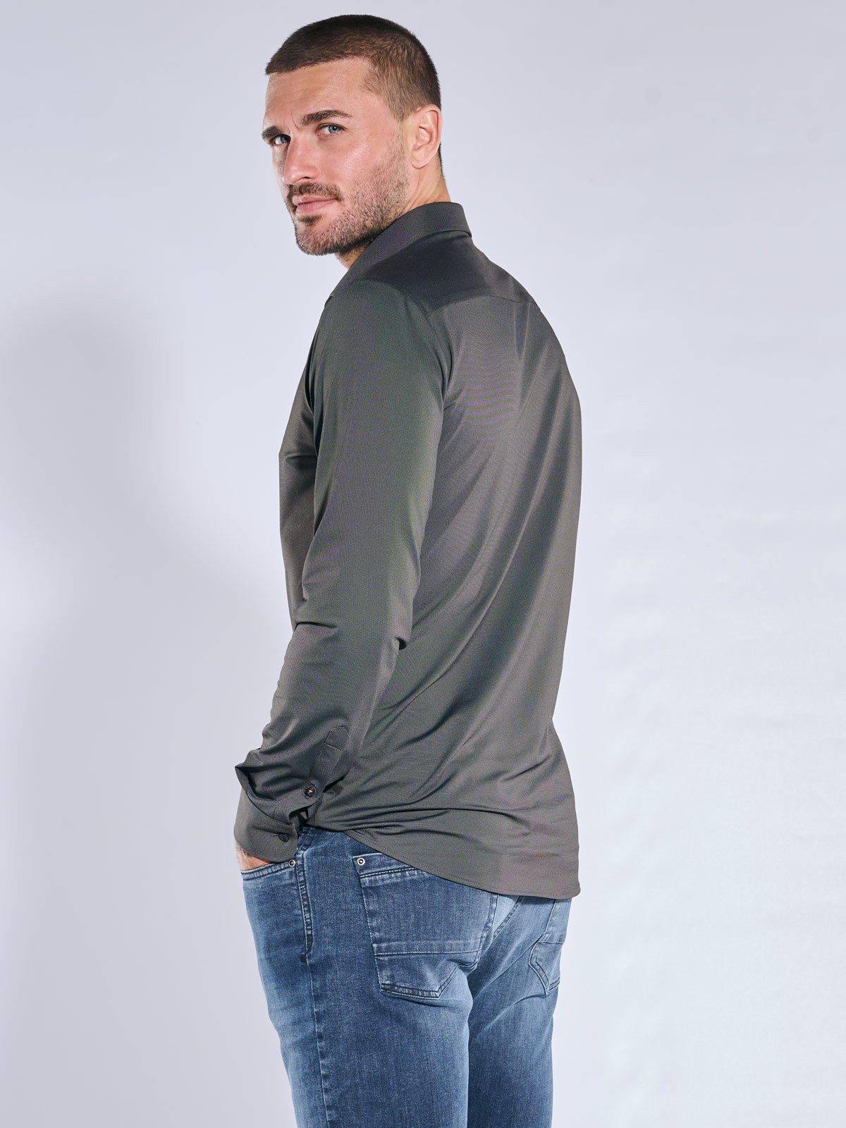 emilio adani Langarmhemd emilio adani Herren Hemd uni, Anthrazit