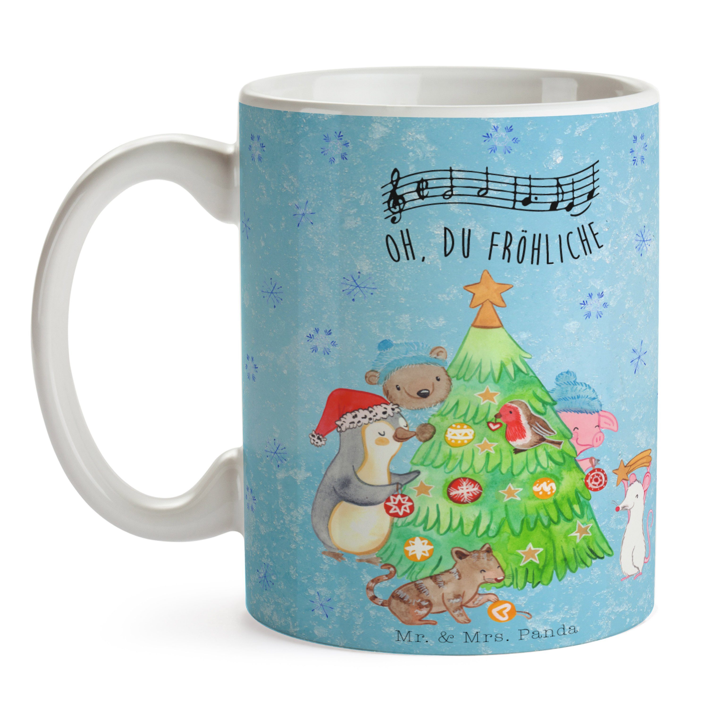 Mr. & Mrs. Panda Keramik Eisblau Tasse - Advent, H, Weihnachtsbaum Geschenk, schmücken - Kaffeetasse