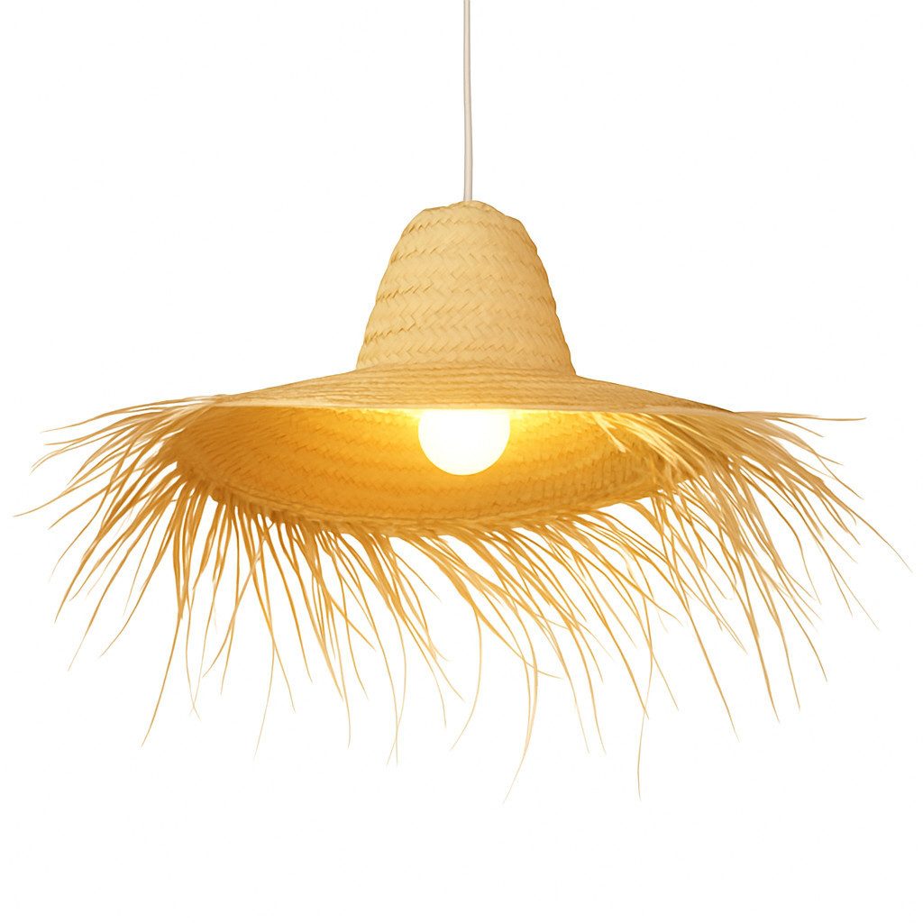 Marrakesch Orient & Mediterran Interior Pendelleuchte Boho Pendelleuchte Toluca handgefertigt aus Palmenblatt in Natur 50 cm, Handarbeit