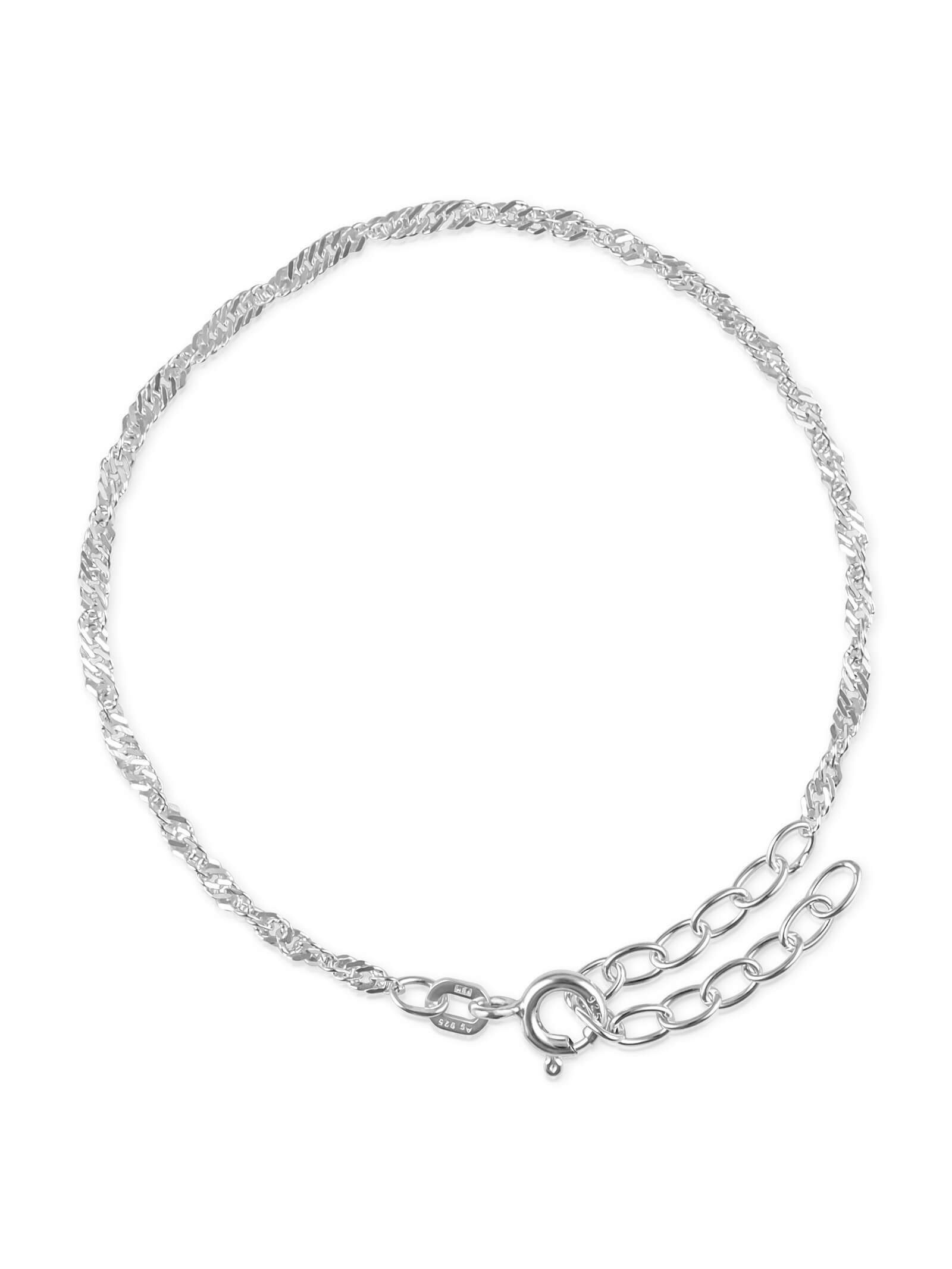 modabilé Armband Silberarmband Singapur, 15cm - 19cm Damen Armkette 2,2mm, Sterling Silber 925, Made in Germany