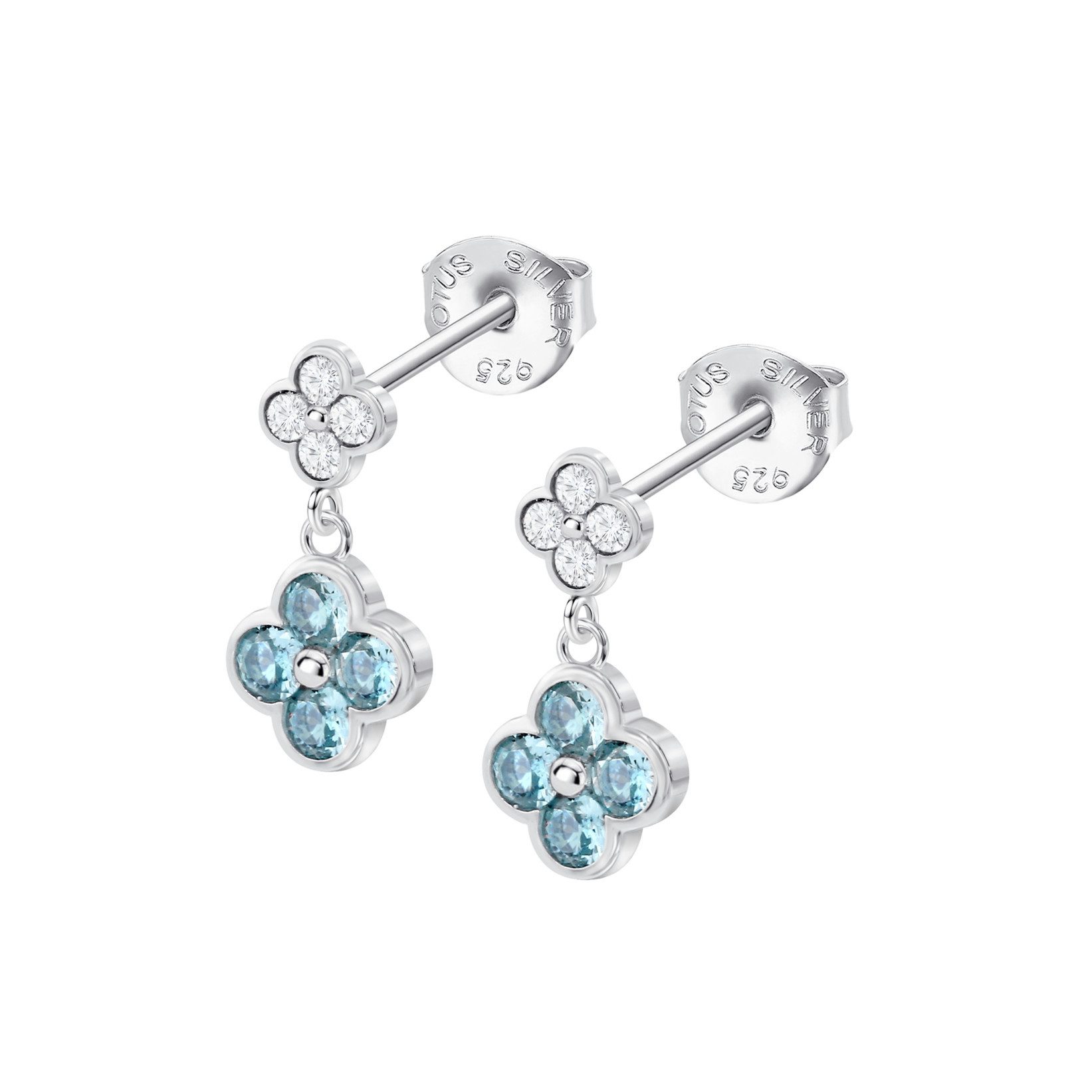 Lotus Paar Ohrstecker LP3932-4/1 925 Silber Zirkonia blau weiß 9 mm Damen