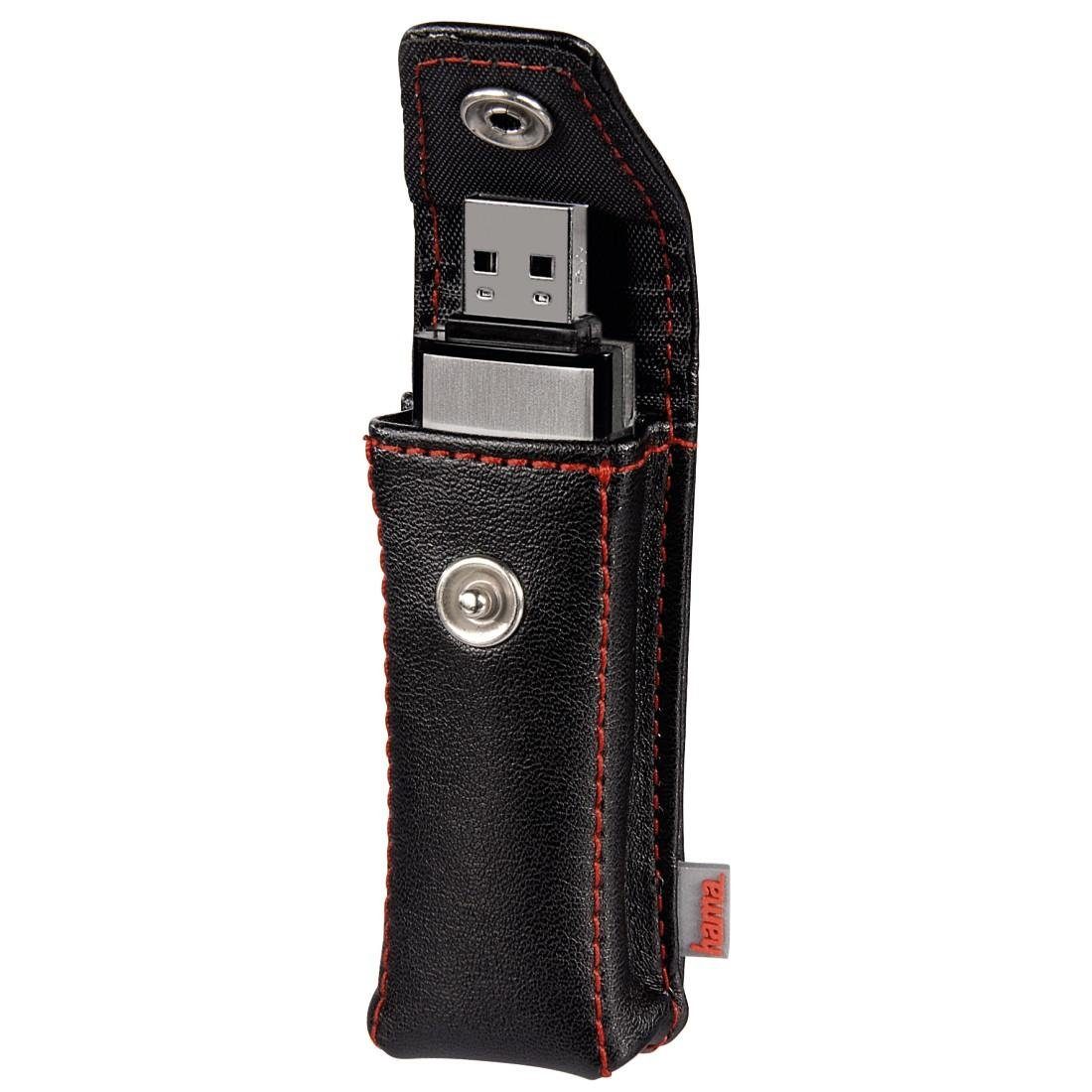 Case Schwarz, mit Hama USB-Stick Fototasche "Fashion", Schlüsselring