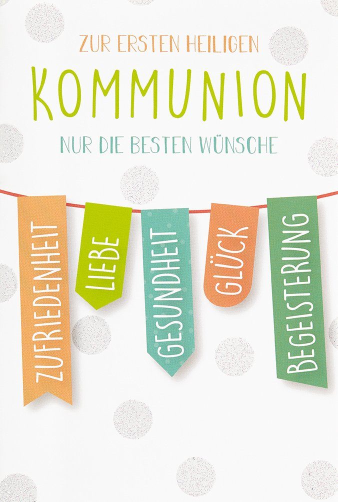 BSB Grußkarten Kommunion - Glückwunschkarte im Format 11,5 x 17 cm mit Briefumschlag