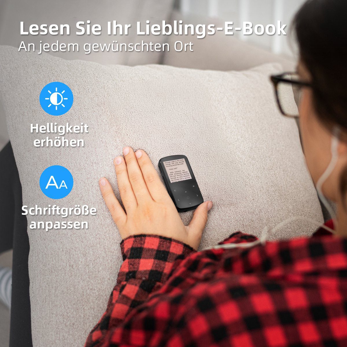 Tekoo MP3-Player mit Clip & Bluetooth, inkl. 64GB SD-Karte, FM-Radio MP3-Player (Bluetooth 4.2, Schrittzähler, Clip-Funktion, Fotoviewer)