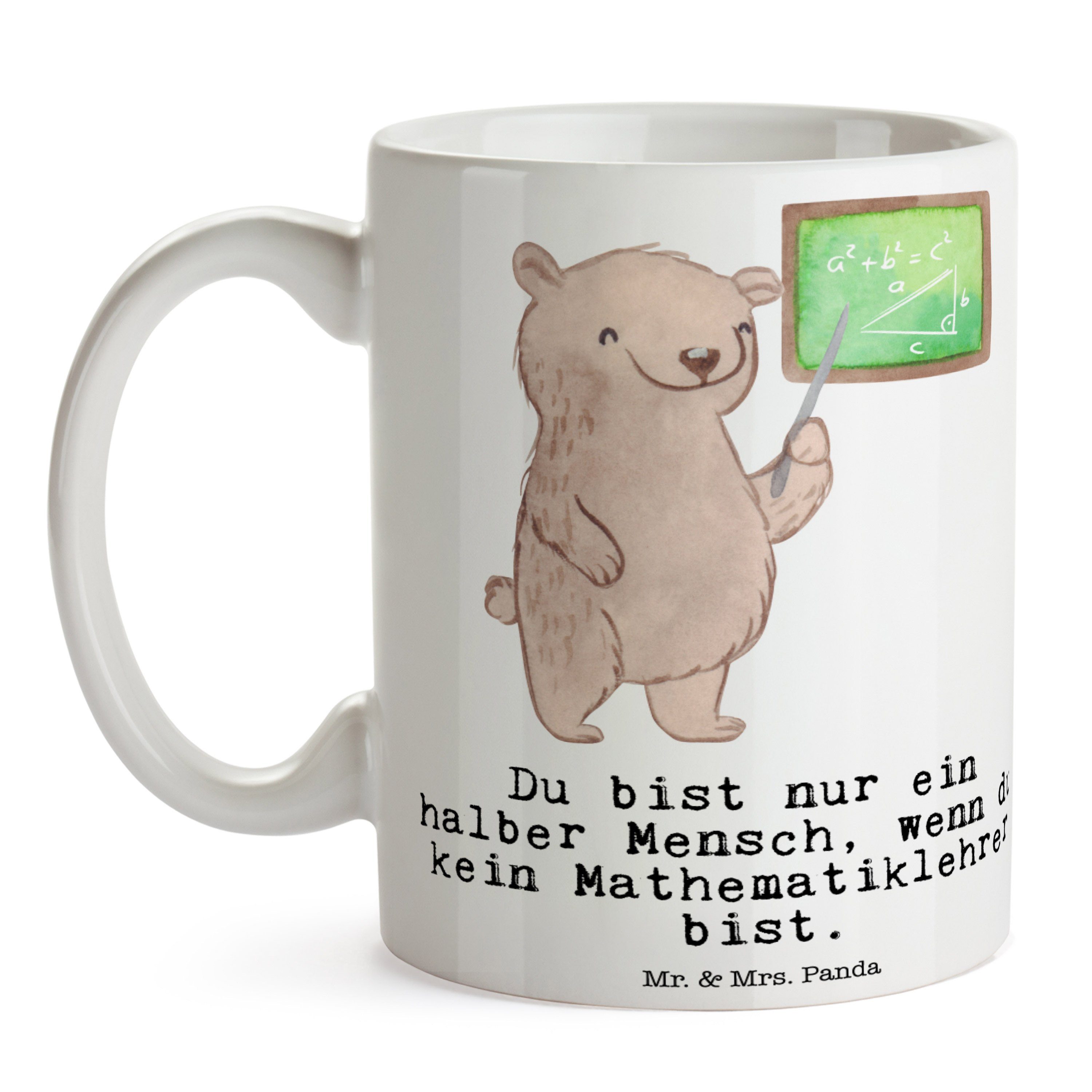 & Mathematiklehrer Keramik mit Mr. - Jubiläum, Mrs. Herz Panda - Tasse Geschenk, Lehramtstudent, Weiß