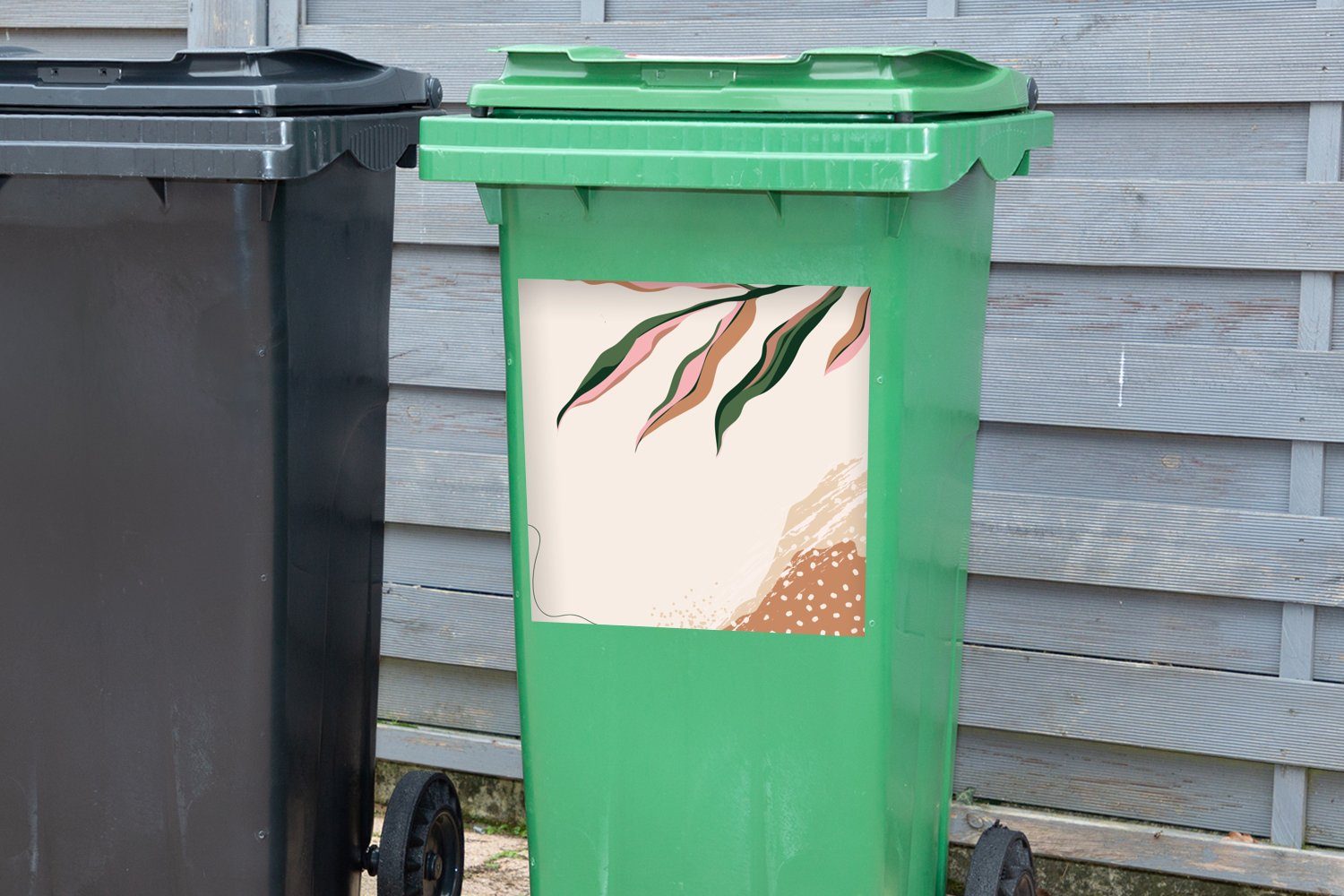 - - Blatt Abfalbehälter - Punkte MuchoWow (1 Mülltonne, Container, Sticker, Sand Wandsticker St), Abstrakt Mülleimer-aufkleber,