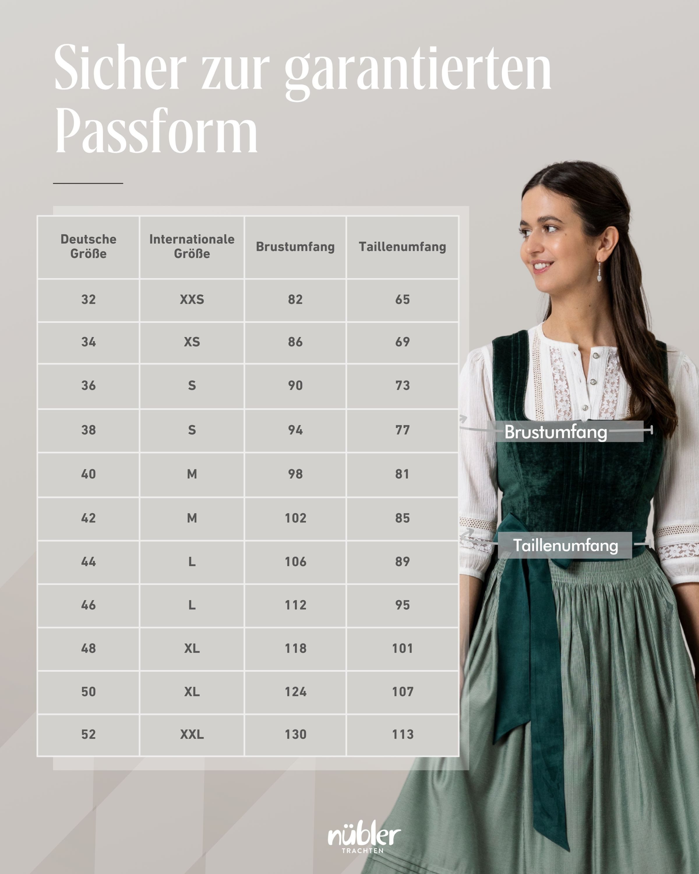 Nübler Dirndl Midi Dirndl Klarissa in Tanne von Nübler - Rocklänge 70 cm