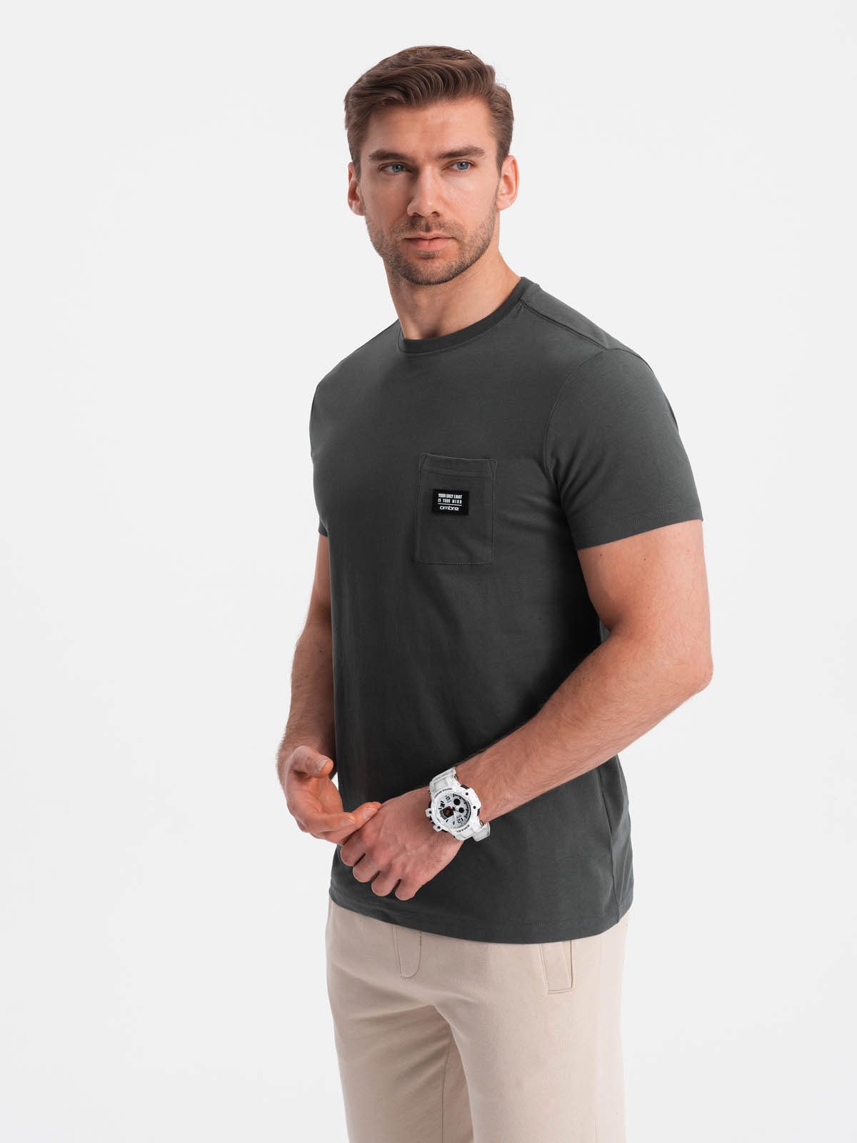 OMBRE T-Shirt Casual Herren-T-Shirt mit aufgesetzter Tasche