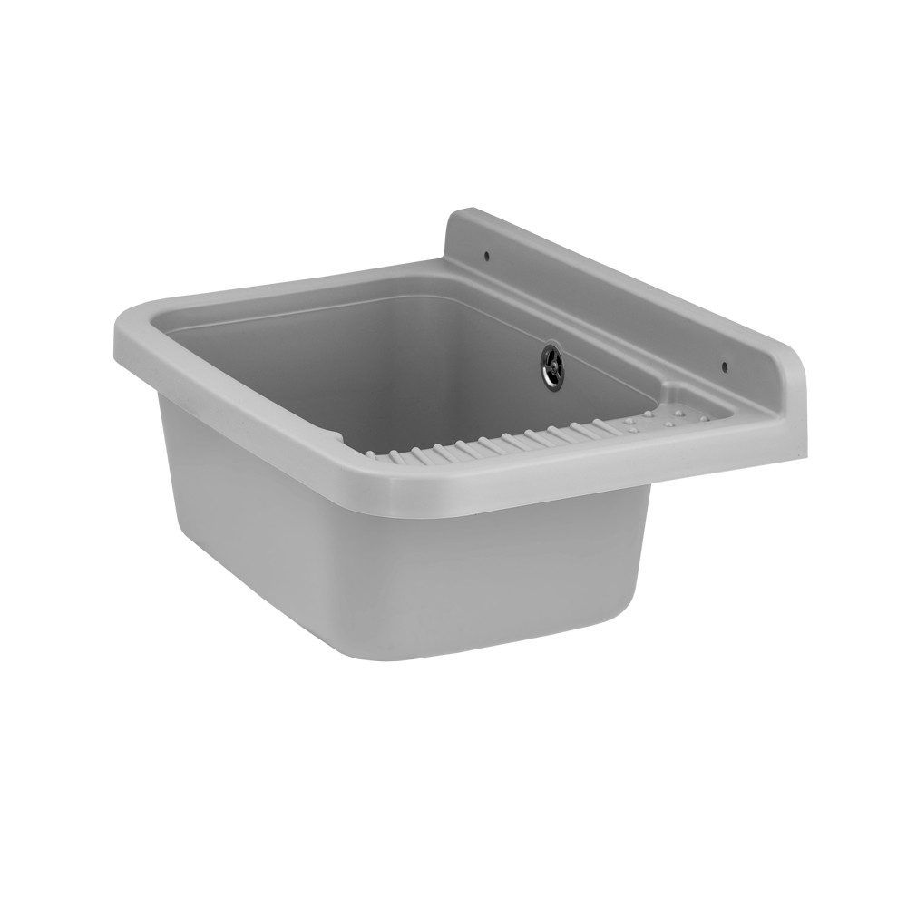 Lavre Waschbecken Gradia, Kunststoff Spülbecken Waschtrog Ausgussbecken, 50x33x24 cm, Grau