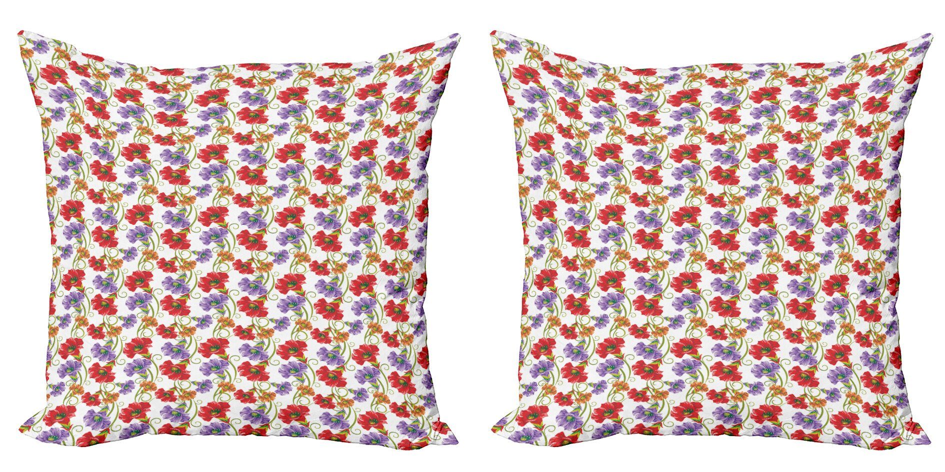 Kissenbezüge Modern Accent Doppelseitiger Digitaldruck, Abakuhaus (2 Stück), Frühling Klare Blumen-Kunst | Kissenbezüge