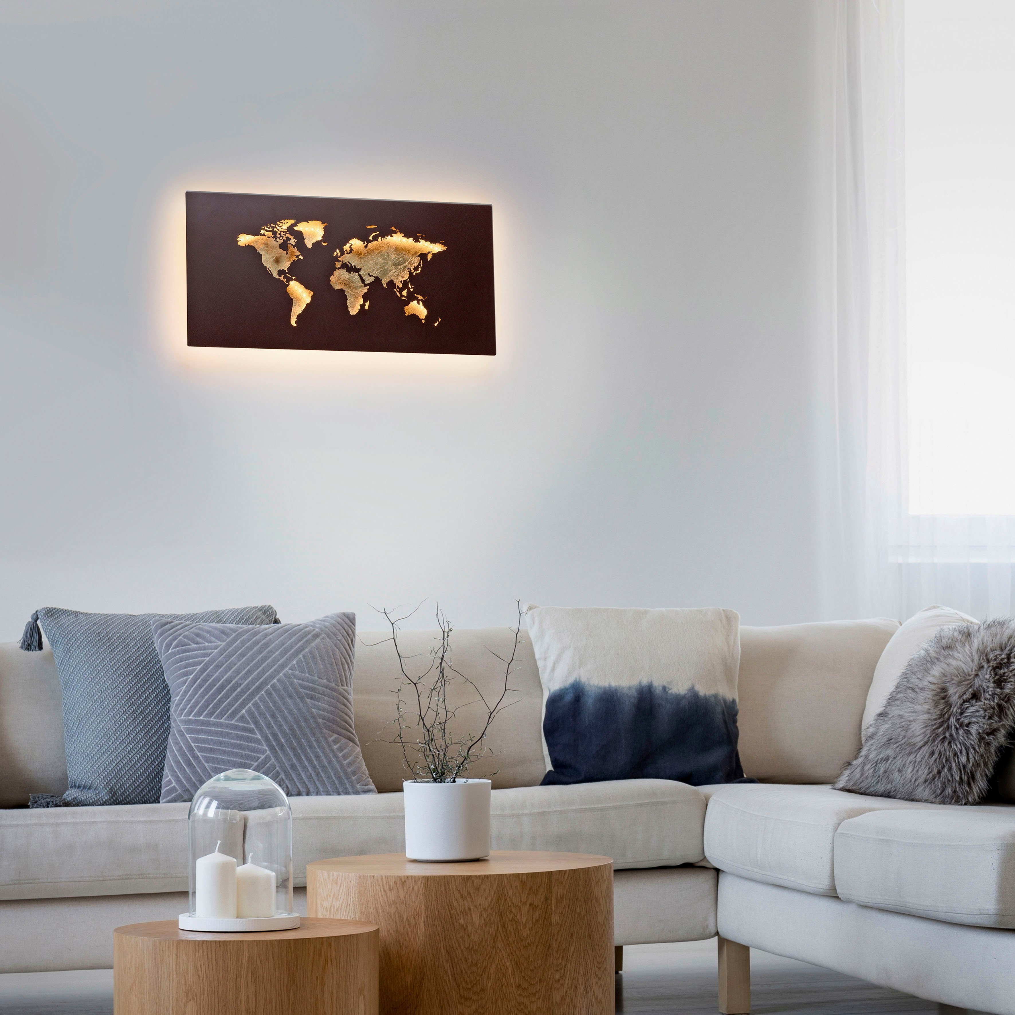 Paul Neuhaus LED Wandleuchte MAP, LED fest integriert, Warmweiß günstig online kaufen