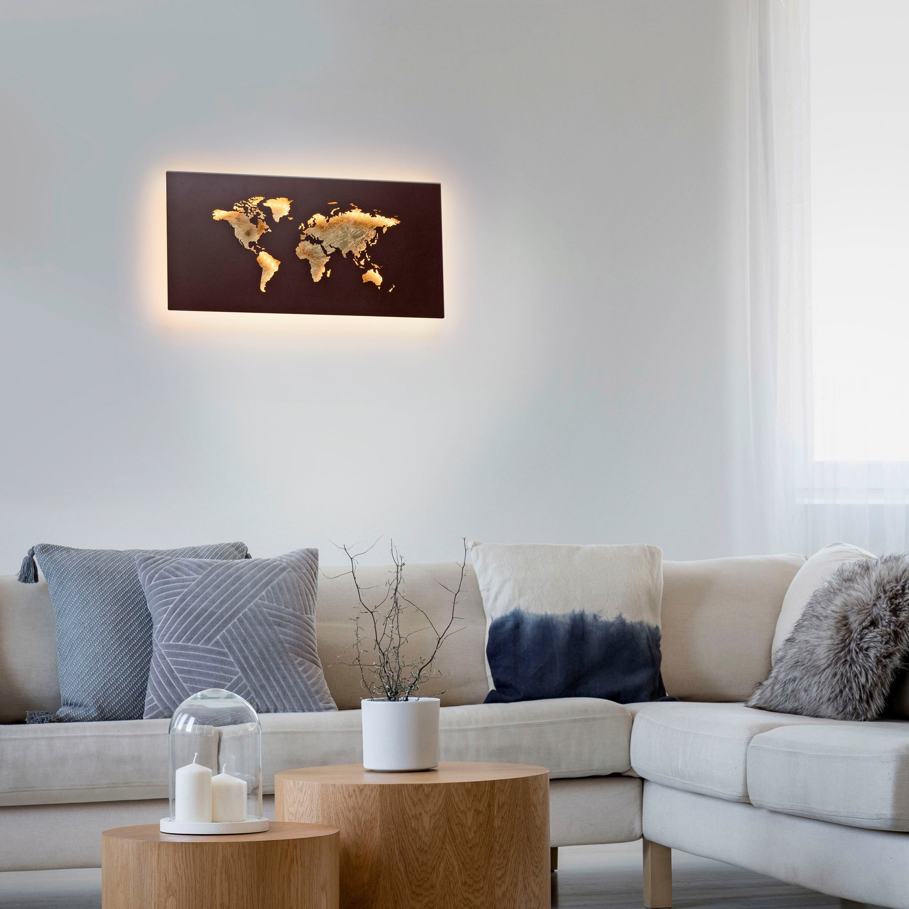 Paul Neuhaus LED Wandleuchte MAP, LED fest integriert, Warmweiß | Wandleuchten