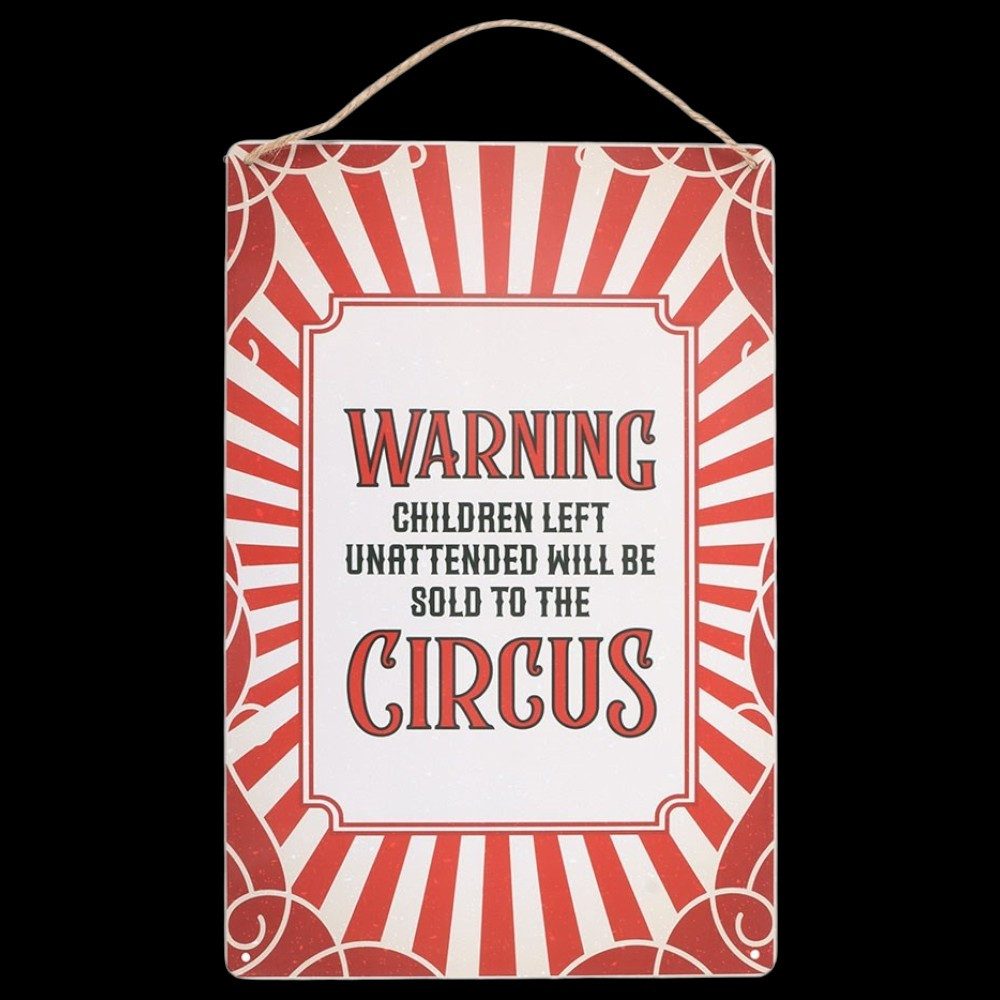 Grindstore Typenschild Circus Warning Metal Hanging Sign - Vintage Blechschild 34x20cm