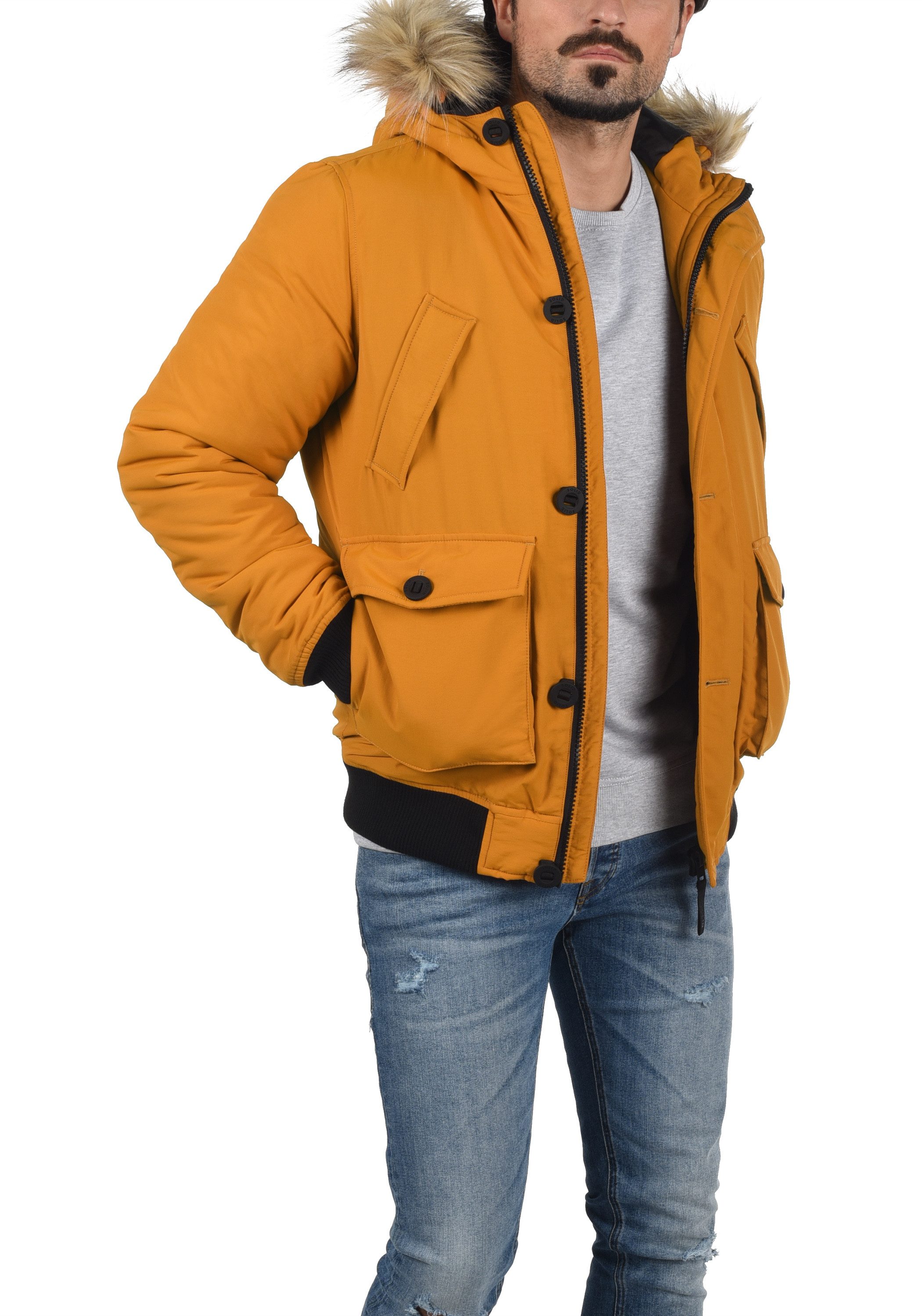 !Solid Winterjacke SDFrio Winterjacke mit Kapuze und abnehmbarem Kunstell