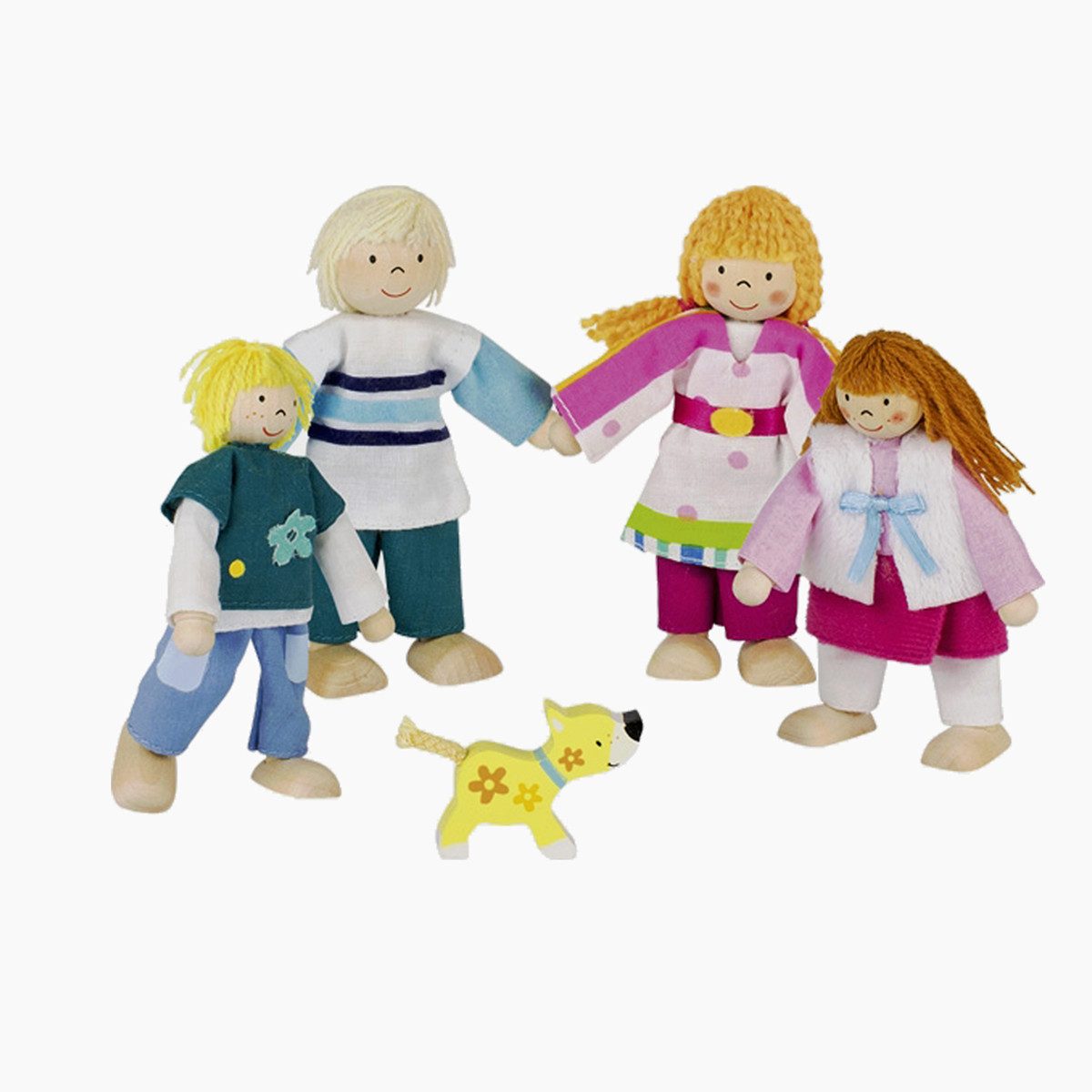 goki Biegepuppe Moderne Familie 5 Teilig (Set, 5-tlg., spar set), Abläufen und Routinen im Spiel nachzuempfinden