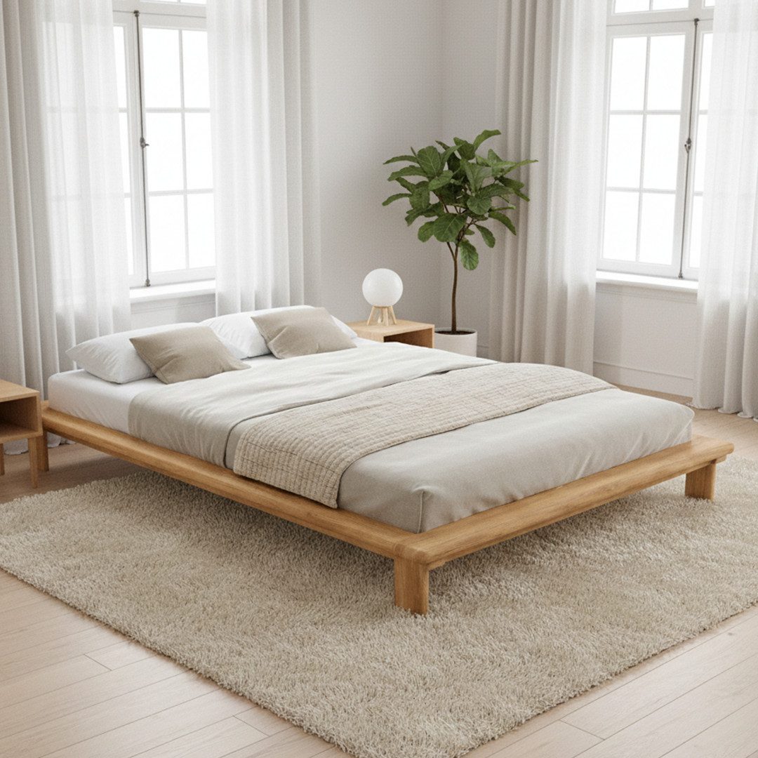 skølm Futonbett Skald aus Massivholz Eiche (Natur, 140x200 cm), Massivholzbett geölt & lackiert, auch in 180x200 cm verfügbar