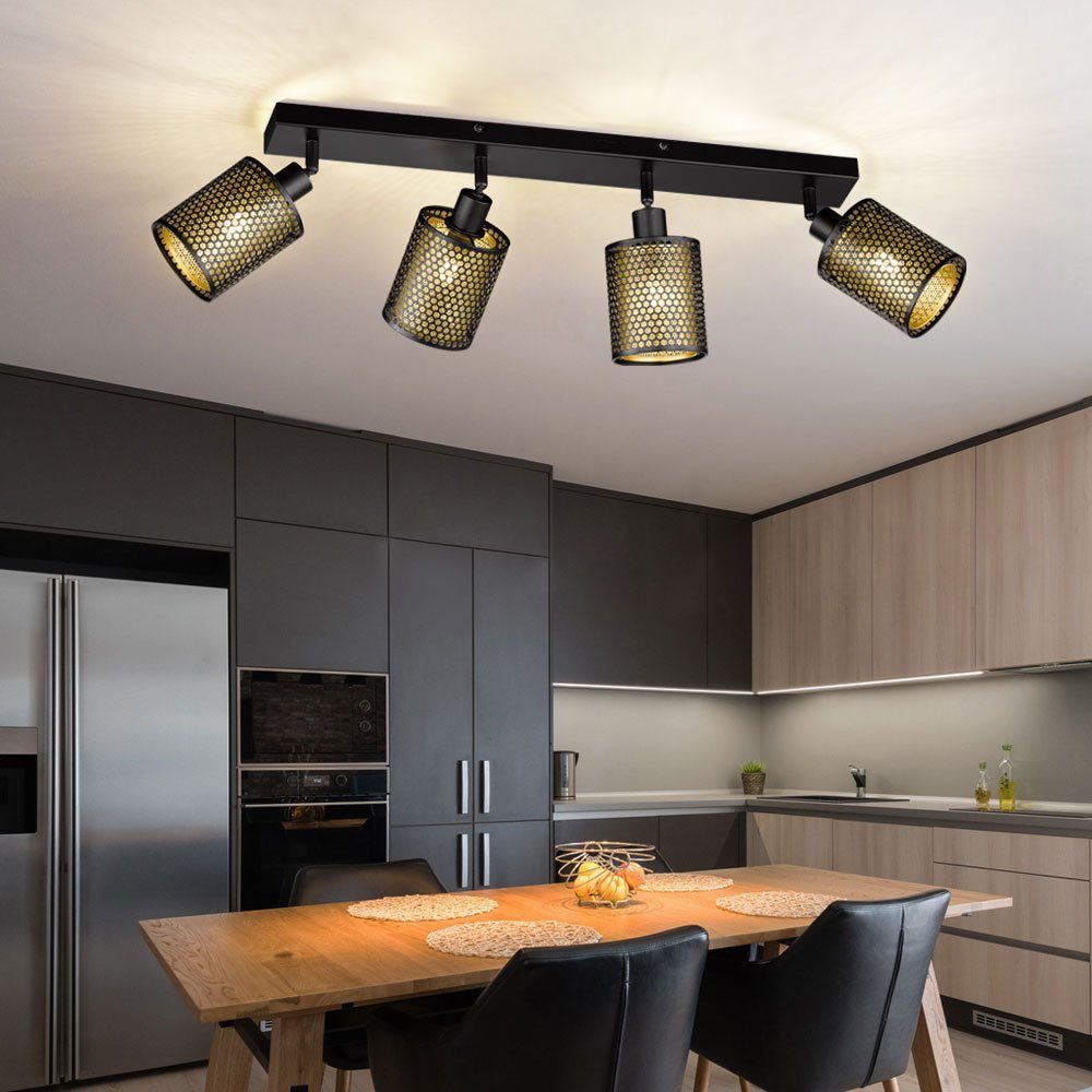 WOFI Deckenleuchte, Leuchtmittel nicht inklusive, Deckenstrahler Deckenleuchte Wohnzimmerlampe, 4-flammig, Gitterdesign
