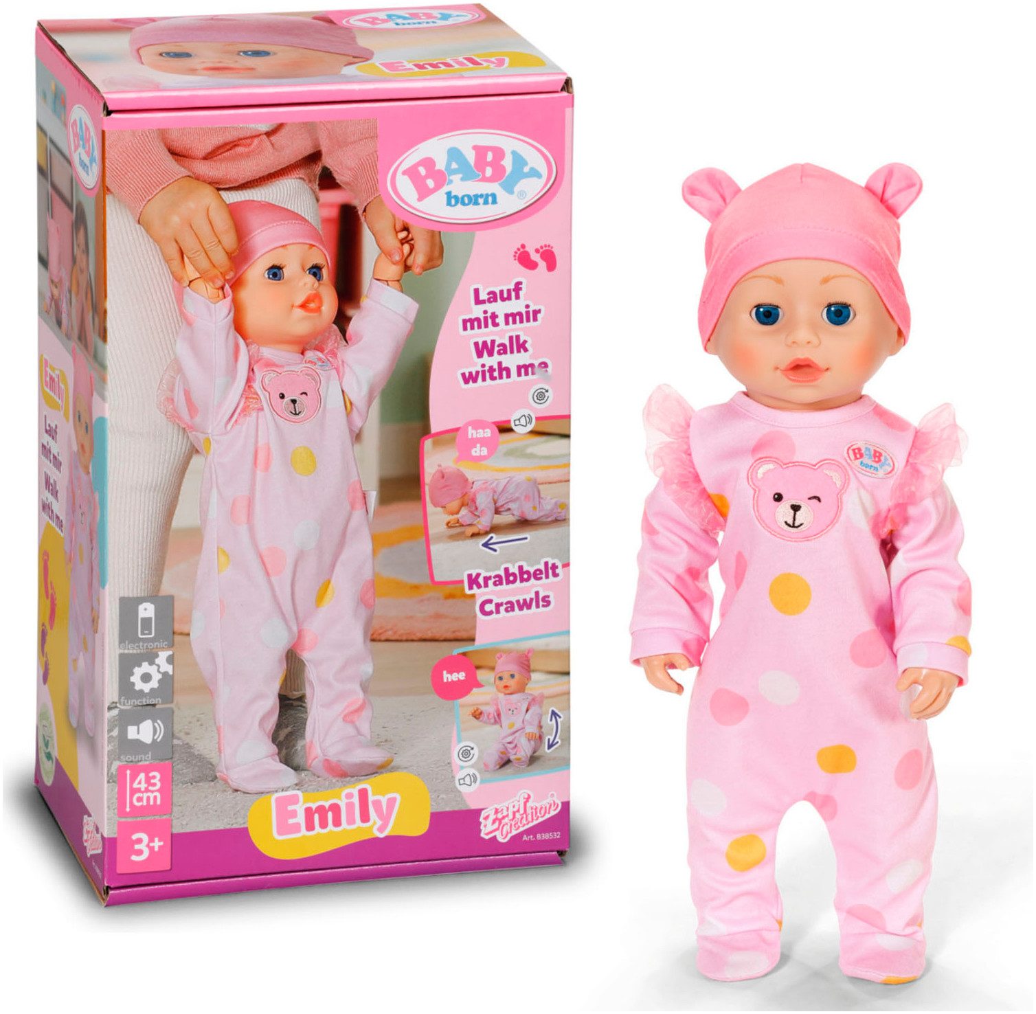 Baby Born Stehpuppe Emily Lauf mit mir 43 cm günstig online kaufen