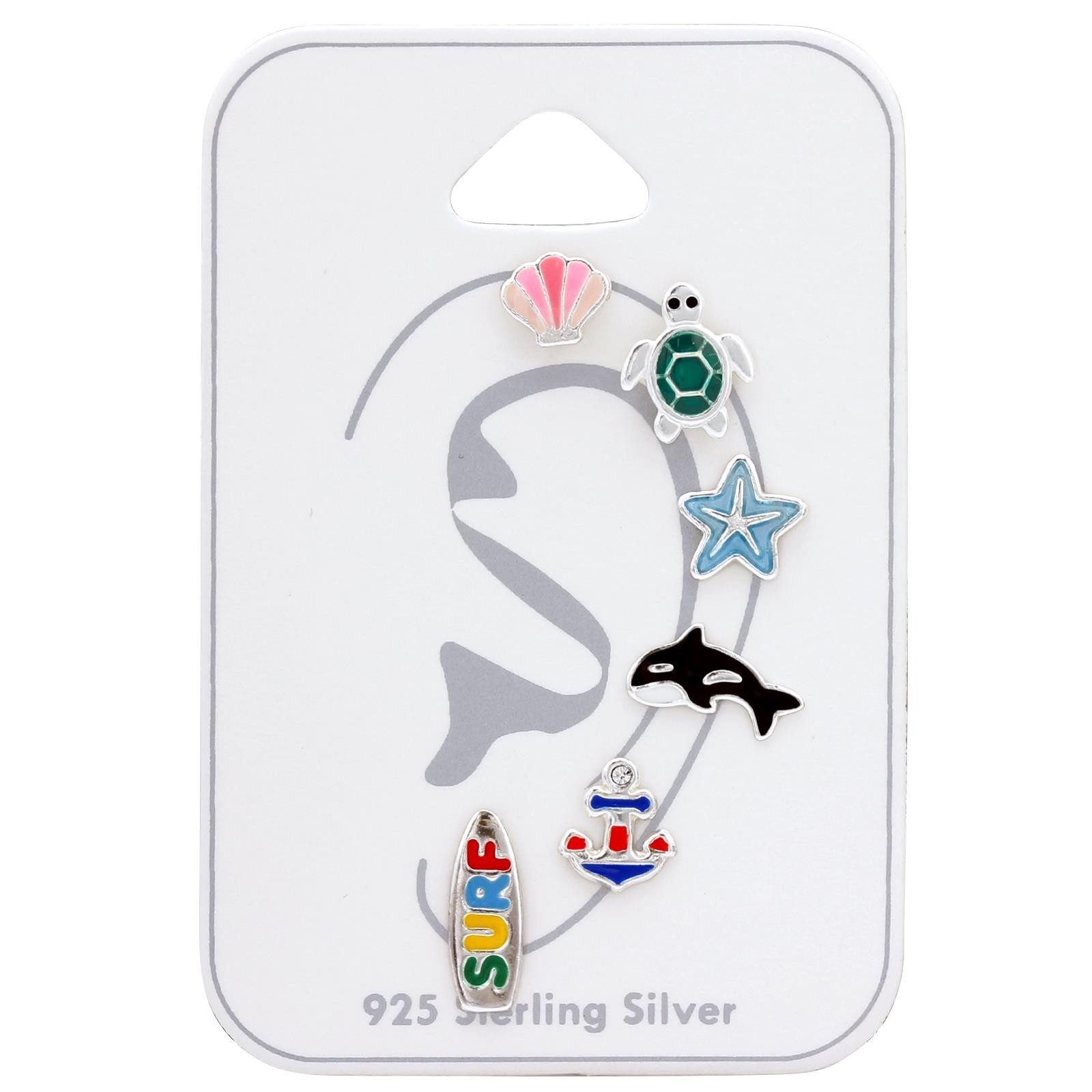 Monkimau Ohrring-Set Strand Kinderset 925 Silber Mädchen Ohrstecker Geschenk, Hypoallergen