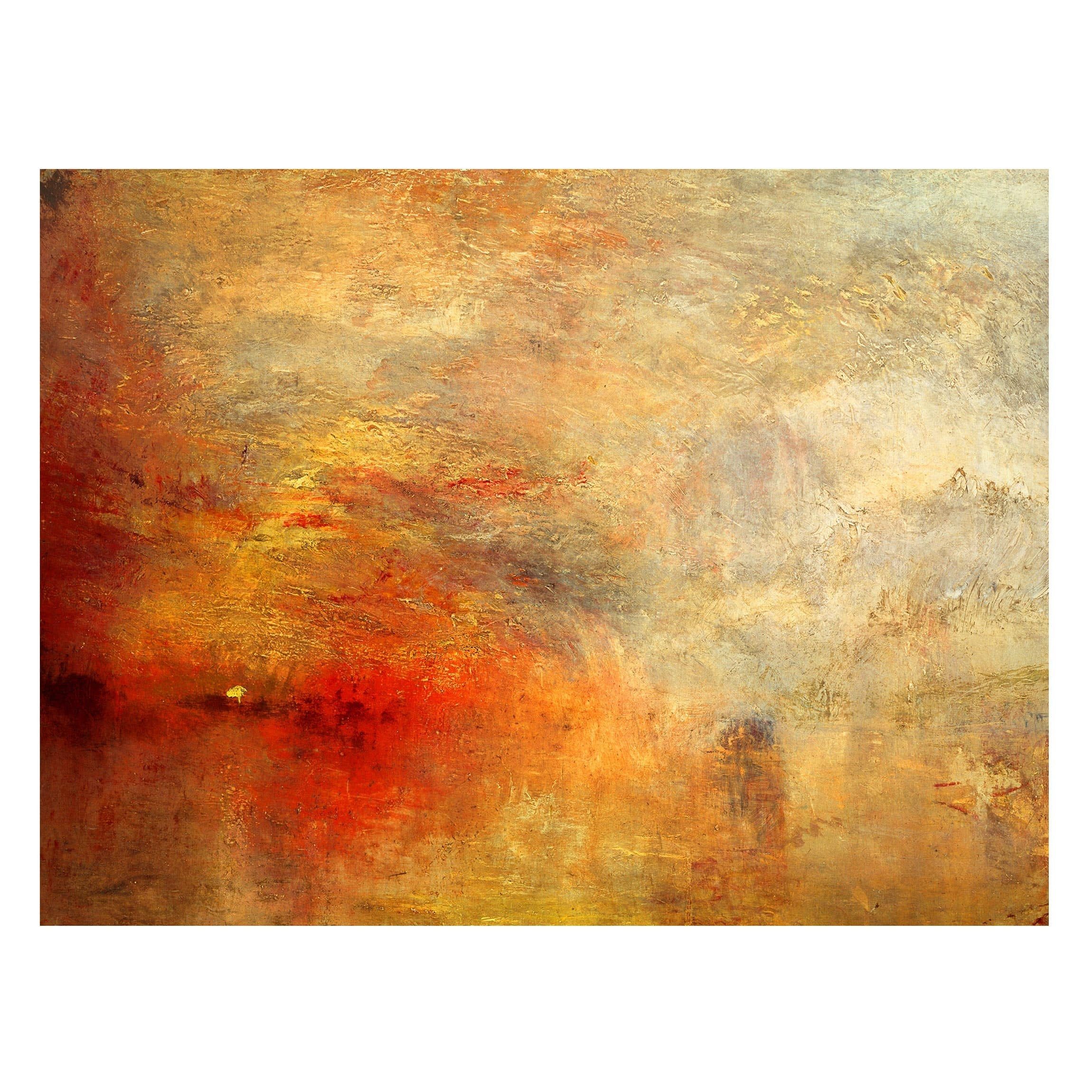 Bilderdepot24 Magnettafel Küche orange William Turner - Sonnenuntergang über See, (1-tlg., Magnetboard Pinnwand für die Wand - metallische Tafel für Magnete), Magnetwand groß mit Motiv Büro Memoboard magnetisch Querformat