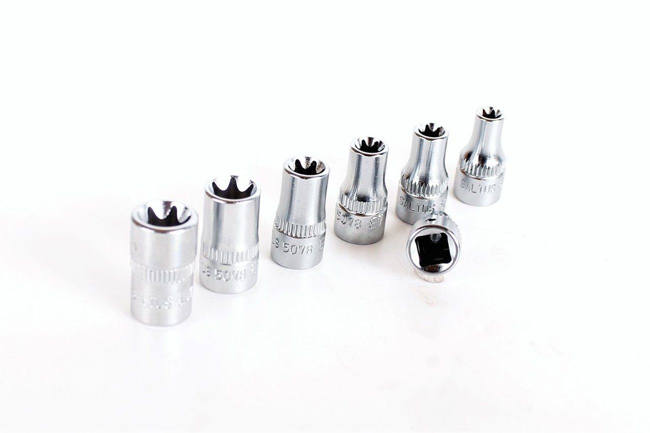 Saltus Bit- und Steckschlüsselset SALTUS Steckschlüsseleinsatz Set 7 tlg 1/4\ Außentorx Stecknuss …
