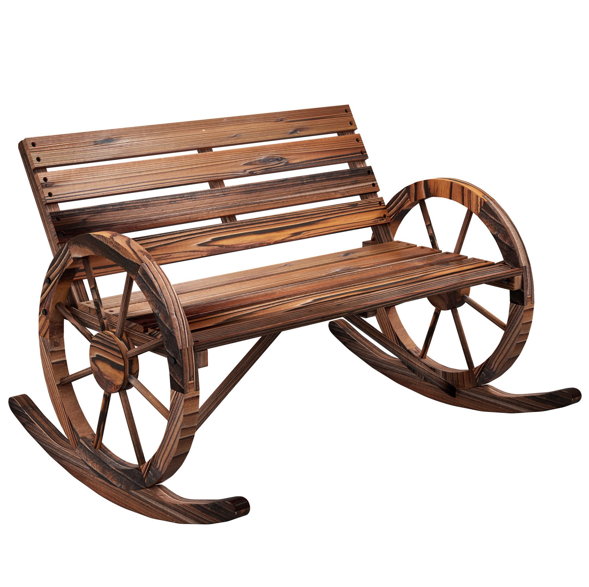 REDOM Gartenbank Garten Schaukelbank 2-Sitzer Holzbank 240 kg mit Armlehne (Packung, 1-St., Schwingbank Gartenmöbel mit komfortabler Sitzfläche), Balkonbank Schwingstuhl im Holzdesign für Außenbereiche