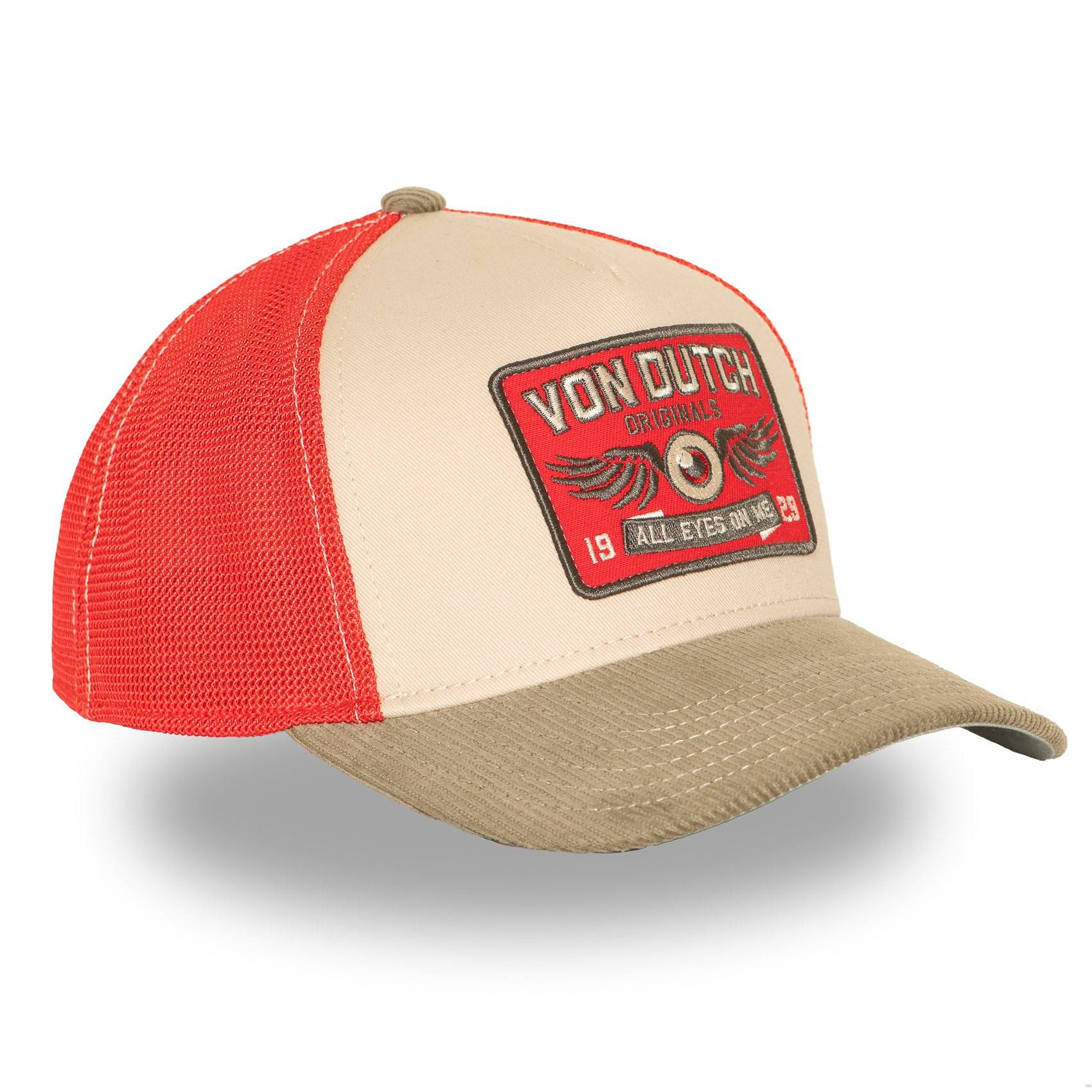 Von Dutch Trucker Cap Von Dutch Originals Semi-Curved Trucker Cap - EYE Khaki (Basecap, Meshcap, Trucker Kappe)