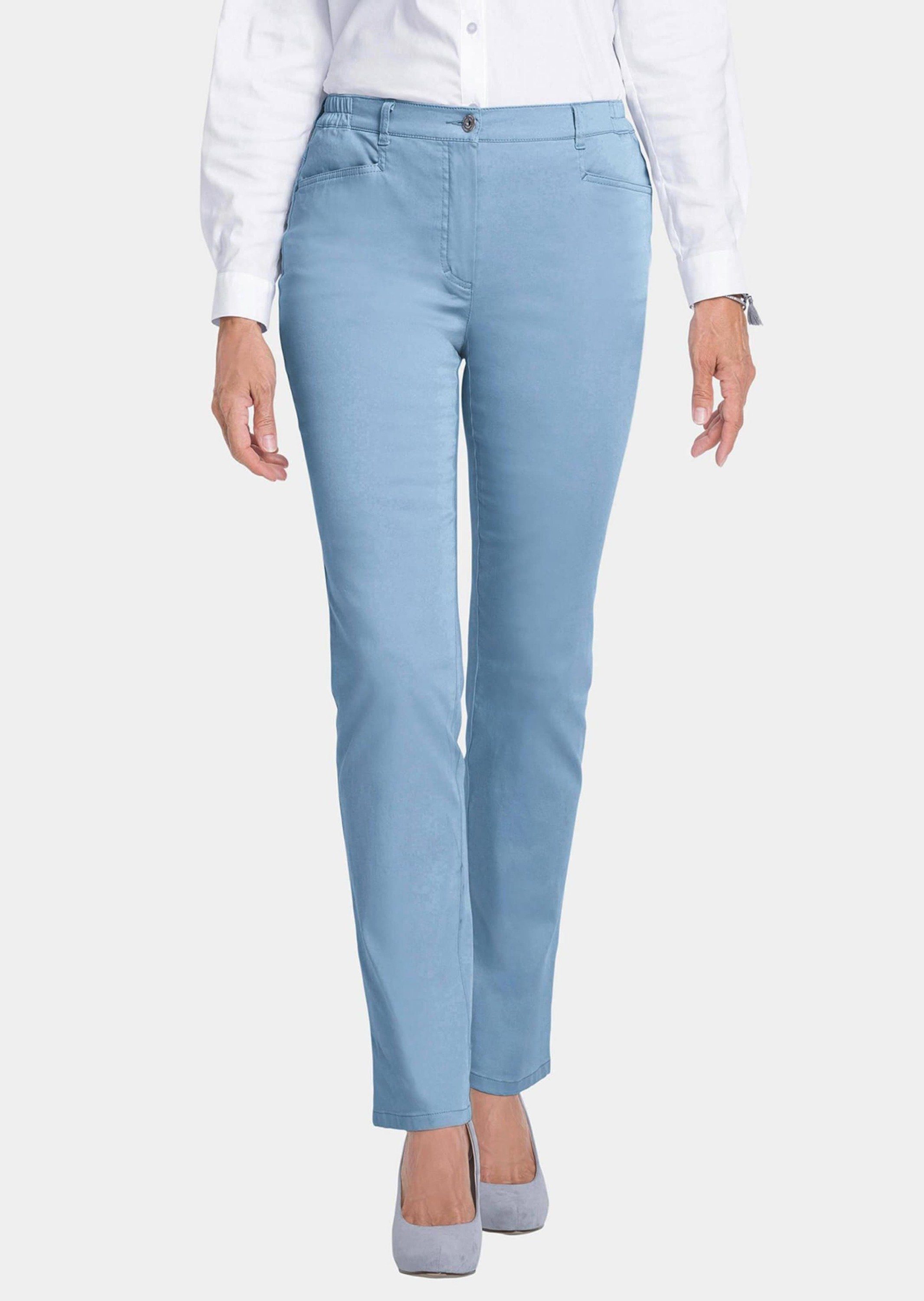 GOLDNER Stoffhose Baumwollhose mit Dehnbund Stoffhose mit Eingrifftaschen, Gürtelschlaufen und Knöchellänge
