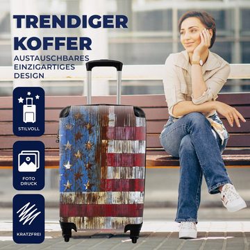 MuchoWow Handgepäckkoffer Verrostete Flagge der Vereinigten Staaten, 4 Rollen, Reisetasche mit rollen, Handgepäck für Ferien, Trolley, Reisekoffer
