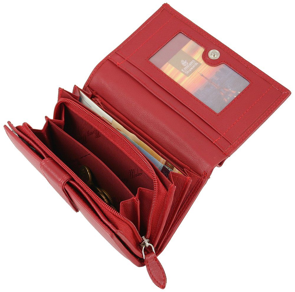 Money Maker Geldbörse Großes Damen Leder Portemonnaie mit RFID Schutz Geldbeutel viel Platz, Echt-Leder
