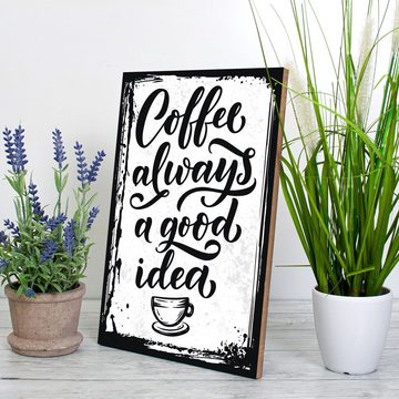 Kreative Feder Holzbild Deko-Bild "Coffee" aus MDF, mit Motiv & Spruch, ideales Geschenk für Freunde & Familie