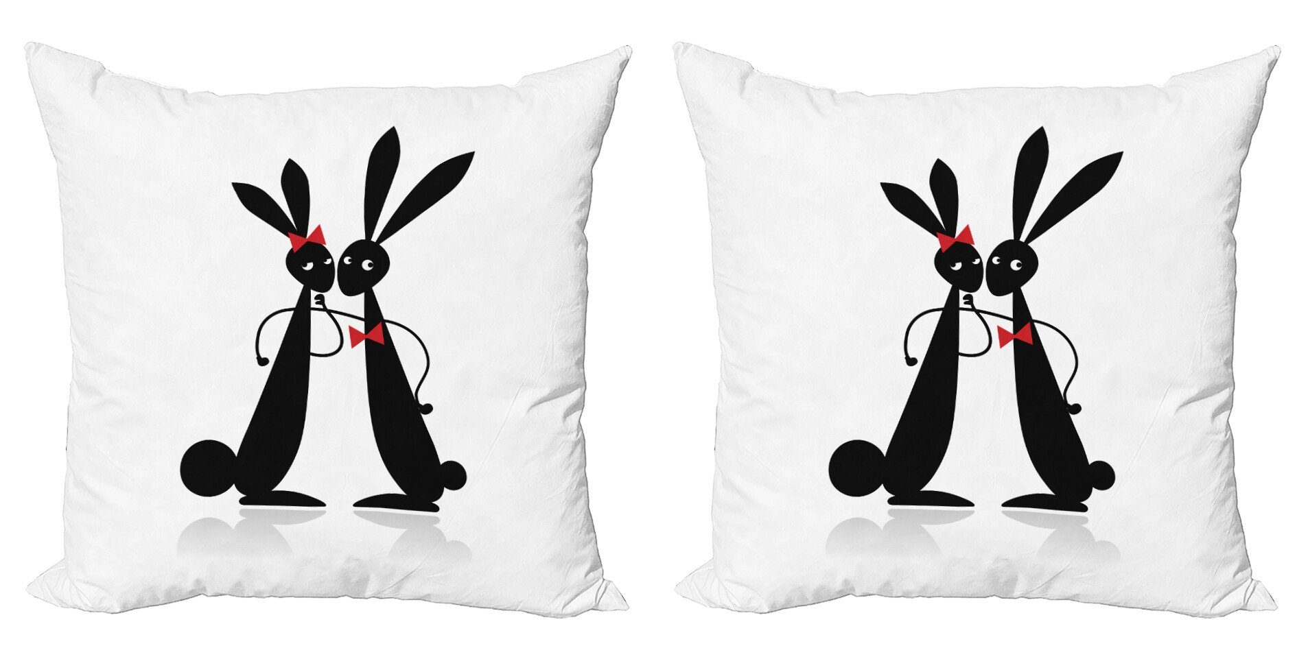 Kissenbezüge Modern Accent Doppelseitiger Digitaldruck, Abakuhaus (2 Stück), Hase Paar Kaninchen Fliege