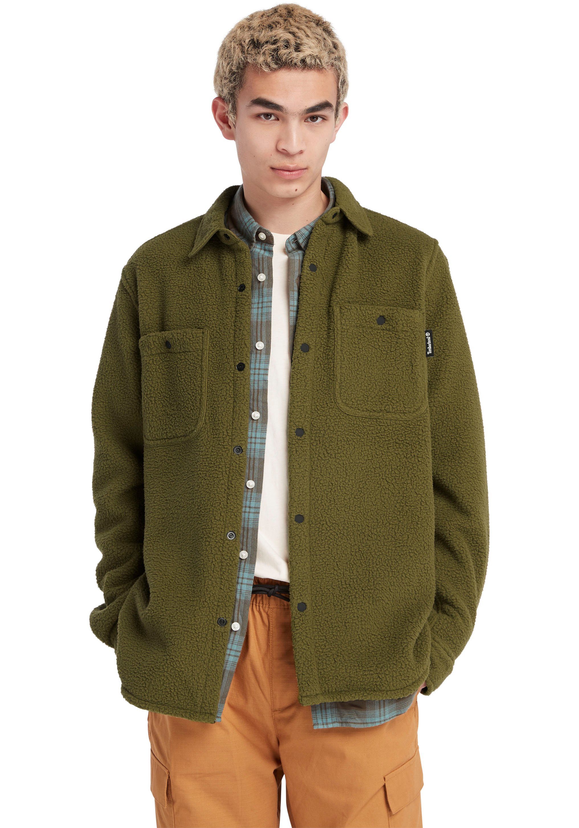 Timberland Sherpa Utility Overshirt Fleecejacke Olive Dark