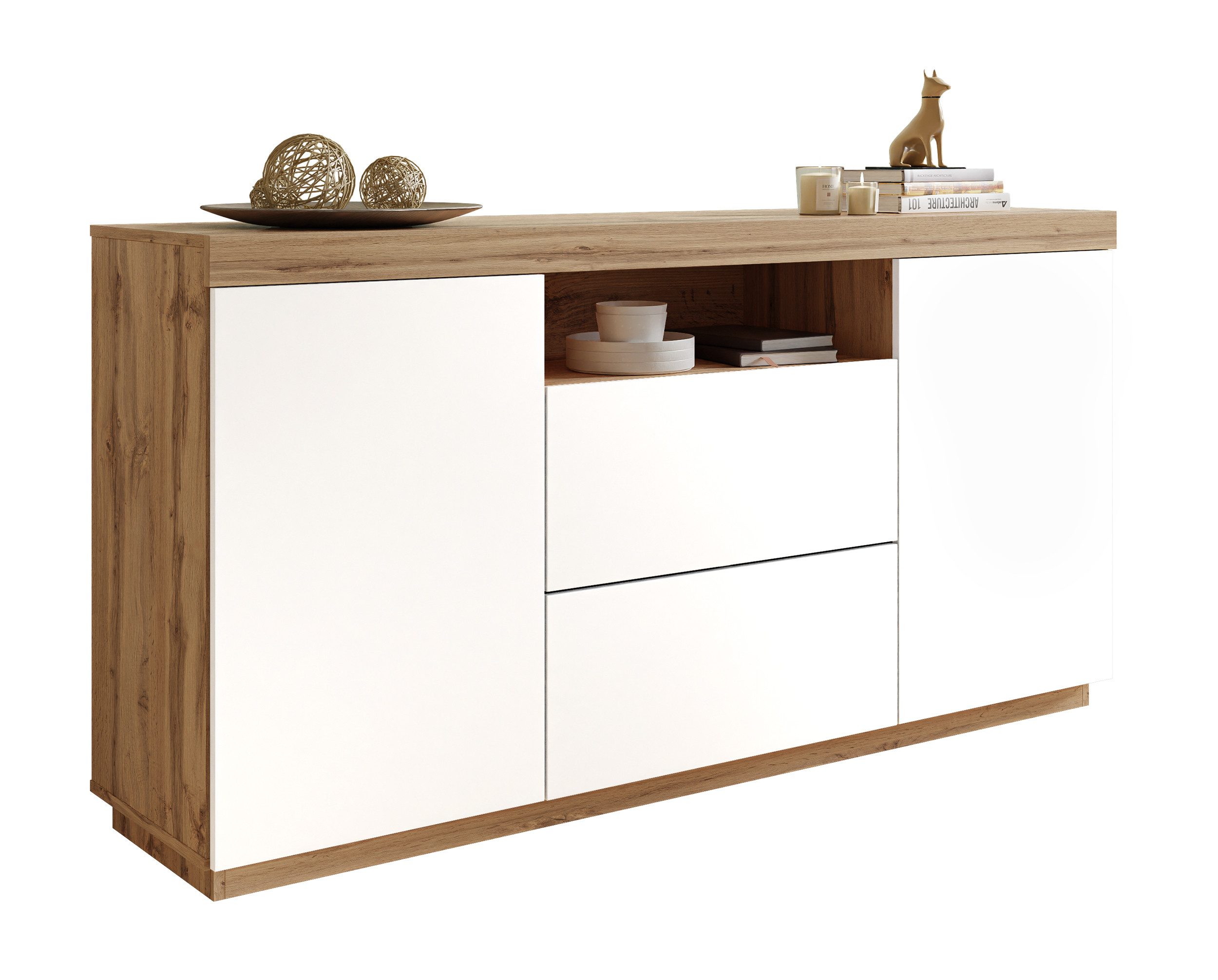 Lookway Kommode YOSHI auf Sockel und Schublade im Industrial Design, 164x85x42 cm