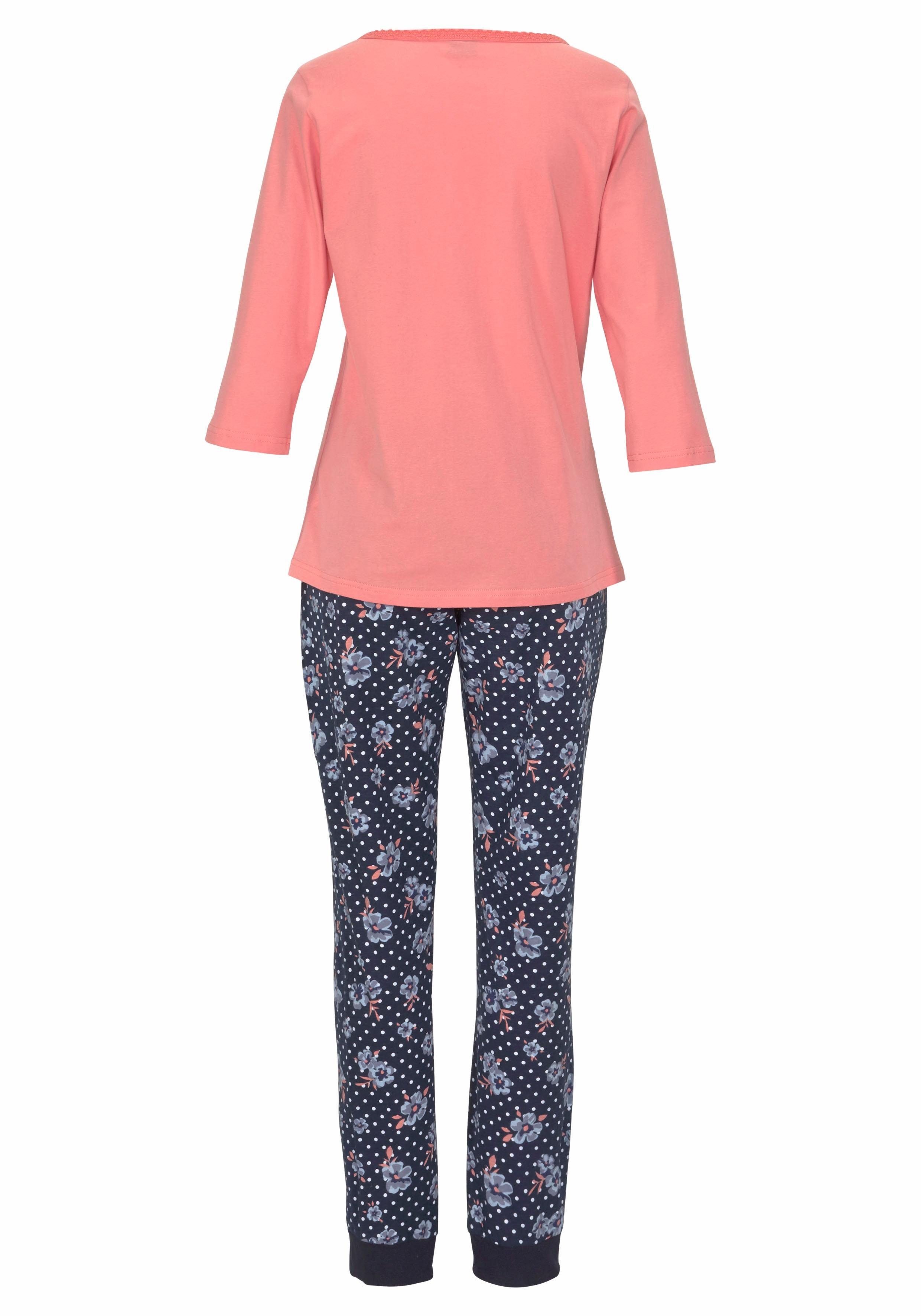 H.I.S Pyjama (Set, 2 tlg) mit 3/4-Arm und Knopfleiste