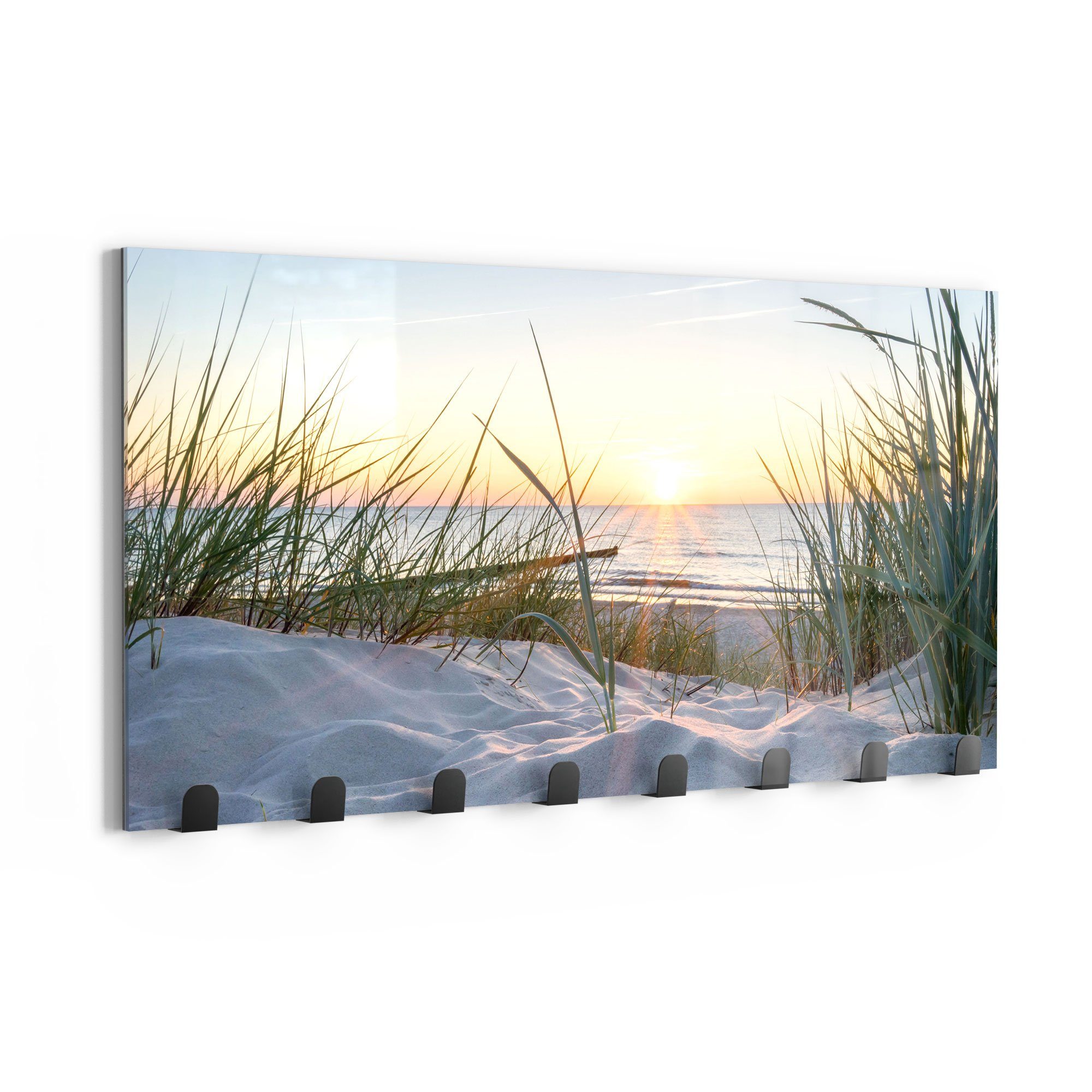 DEQORI Kleiderhaken 'Ostsee Sonnenuntergang', Glas Garderobe Paneel magnetisch beschreibbar