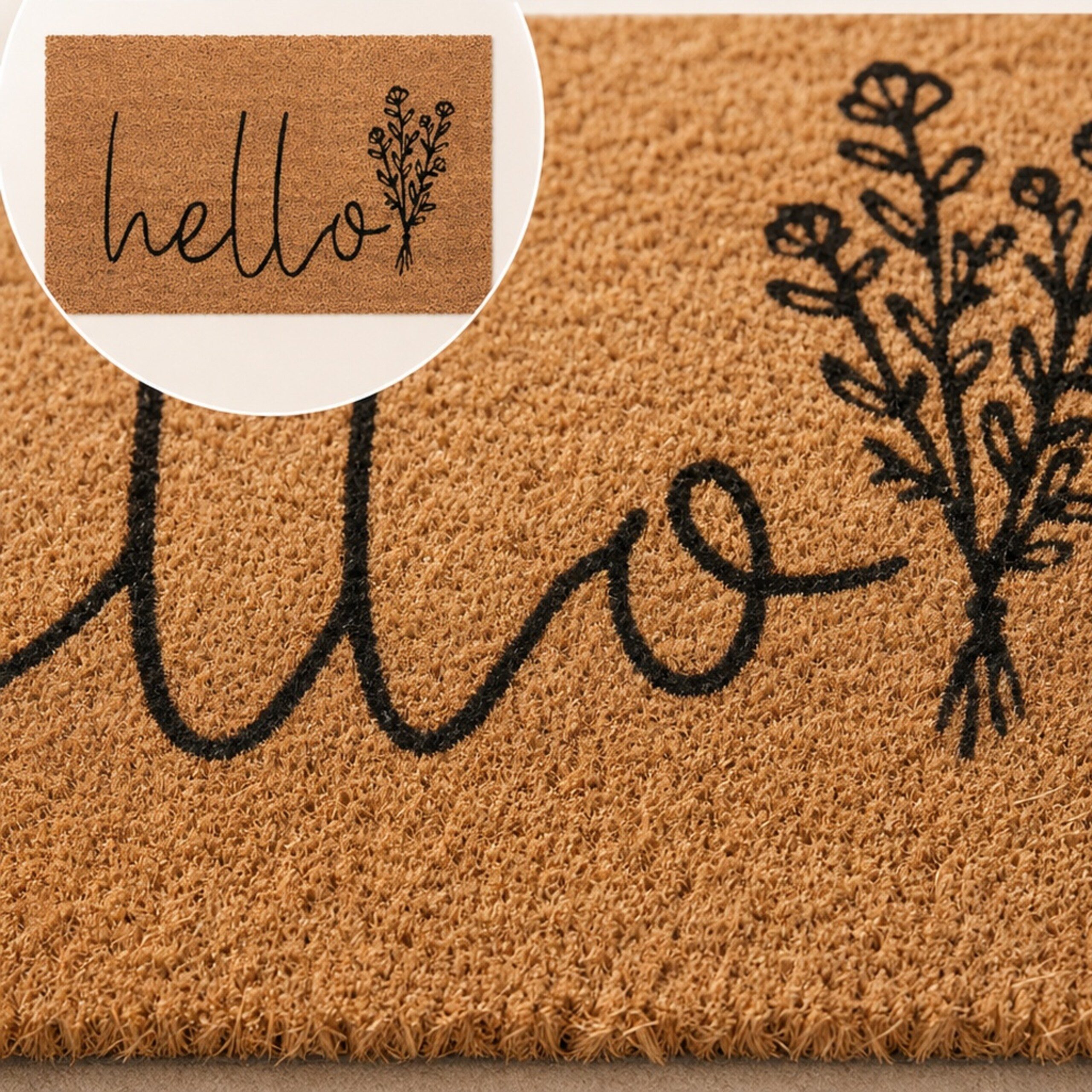 relaxdays Fußmatte Kokos Fußmatte "Hello", rechteckig, Höhe: 15 mm – Bild 4 von 5