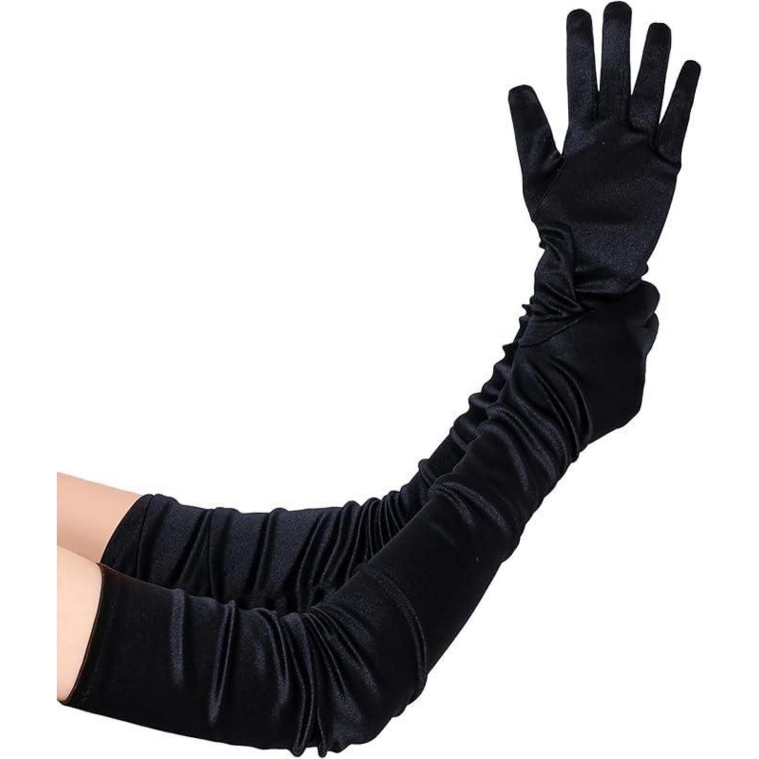 LuxusKollektion Abendhandschuhe Lange Satin Handschuhe Damen Schwarz 70cm (1-St)