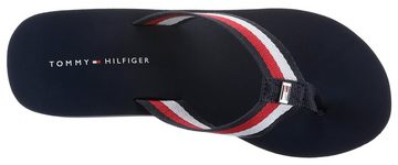 Tommy Hilfiger CORPORATE WEDGE BEACH SANDAL Dianette, Keilabsatz, Sommerschuh, Zehentrenner mit gestreifter Bandage