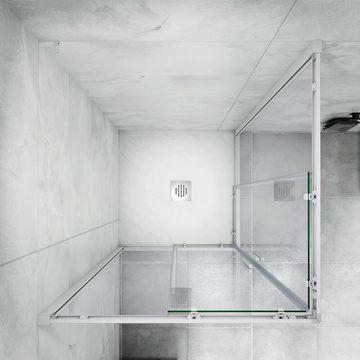 duschspa Dusch-Schiebetür Duschkabine Duschabtrennung Eckeinstieg Duschtür Schiebetür Glastür, Einscheibensicherheitsglas, (Set) Klarglas