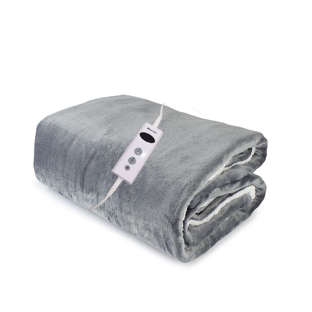 Mia&Coco Heizdecke mit abschaltautomatik, 10 Heizstufen Up-to-9 Stunden, Flanell Waschbar 130x160cm Grau
