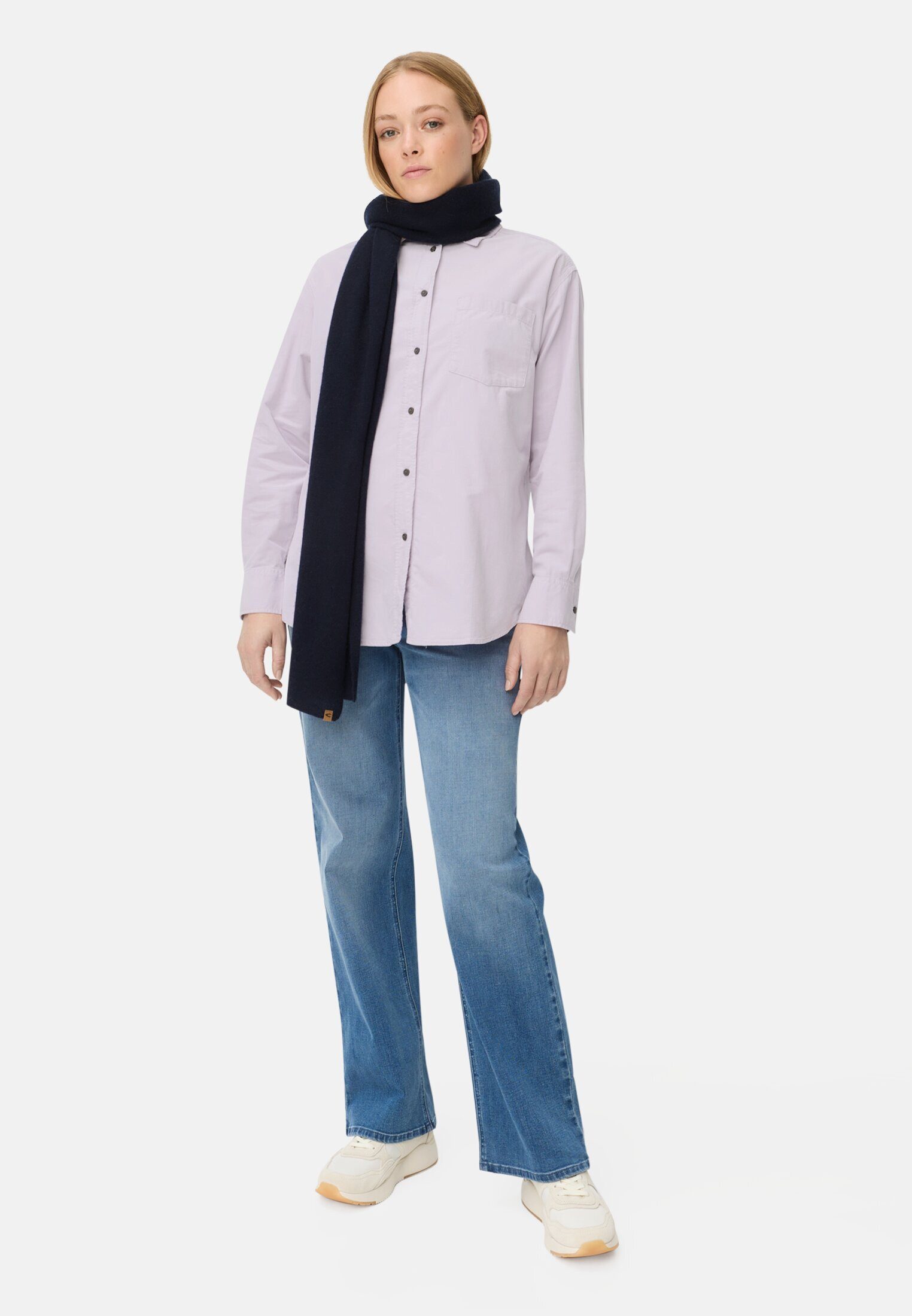 camel active Hemdbluse Bluse mit Brusttasche Langarm unifarben