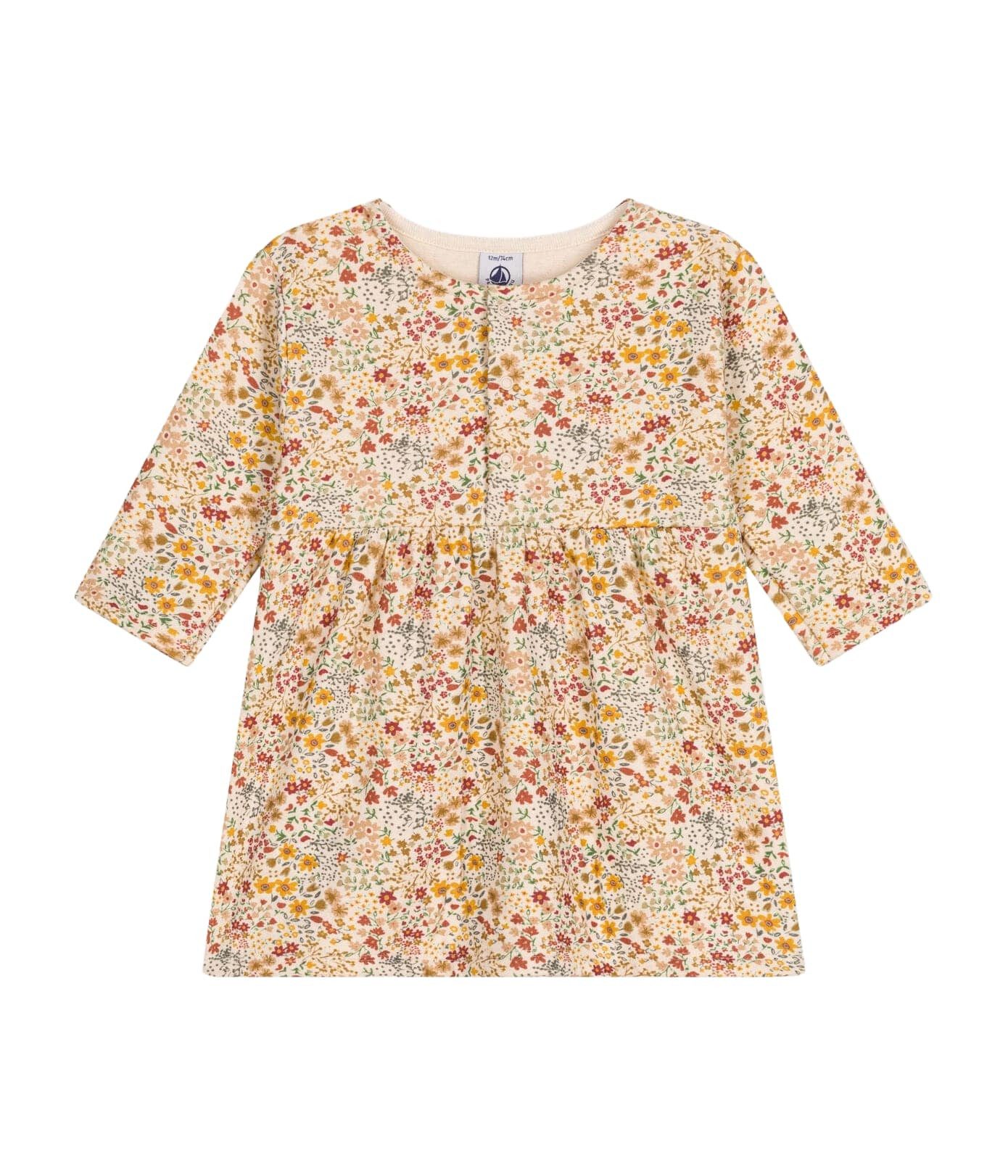 Petit Bateau Jerseykleid Petit Bateau langärmeliges Baby Kleid mehrfarbig Blumenprint Blumenprint