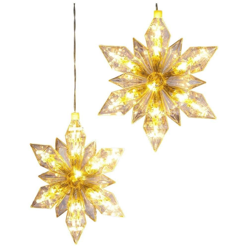 Haushalt International LED-Lichtervorhang 76913 Weihnachtssterne 2er Set mit jeweils 25 LEDs