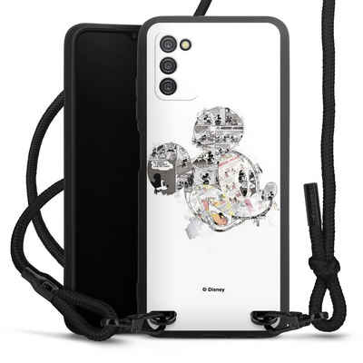 DeinDesign Handyhülle Mickey Mouse Offizielles Lizenzprodukt Disney Mickey Mouse - Collage, Samsung Galaxy A03s Premium Handykette Hülle mit Band Cover mit Kette