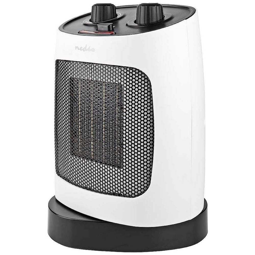 Nedis Heizlüfter Kompakter Keramik-Heizlüfter HTFA19WT, Überhitzungsschutz, eingebauter Ventilator, Integriertes Thermostat