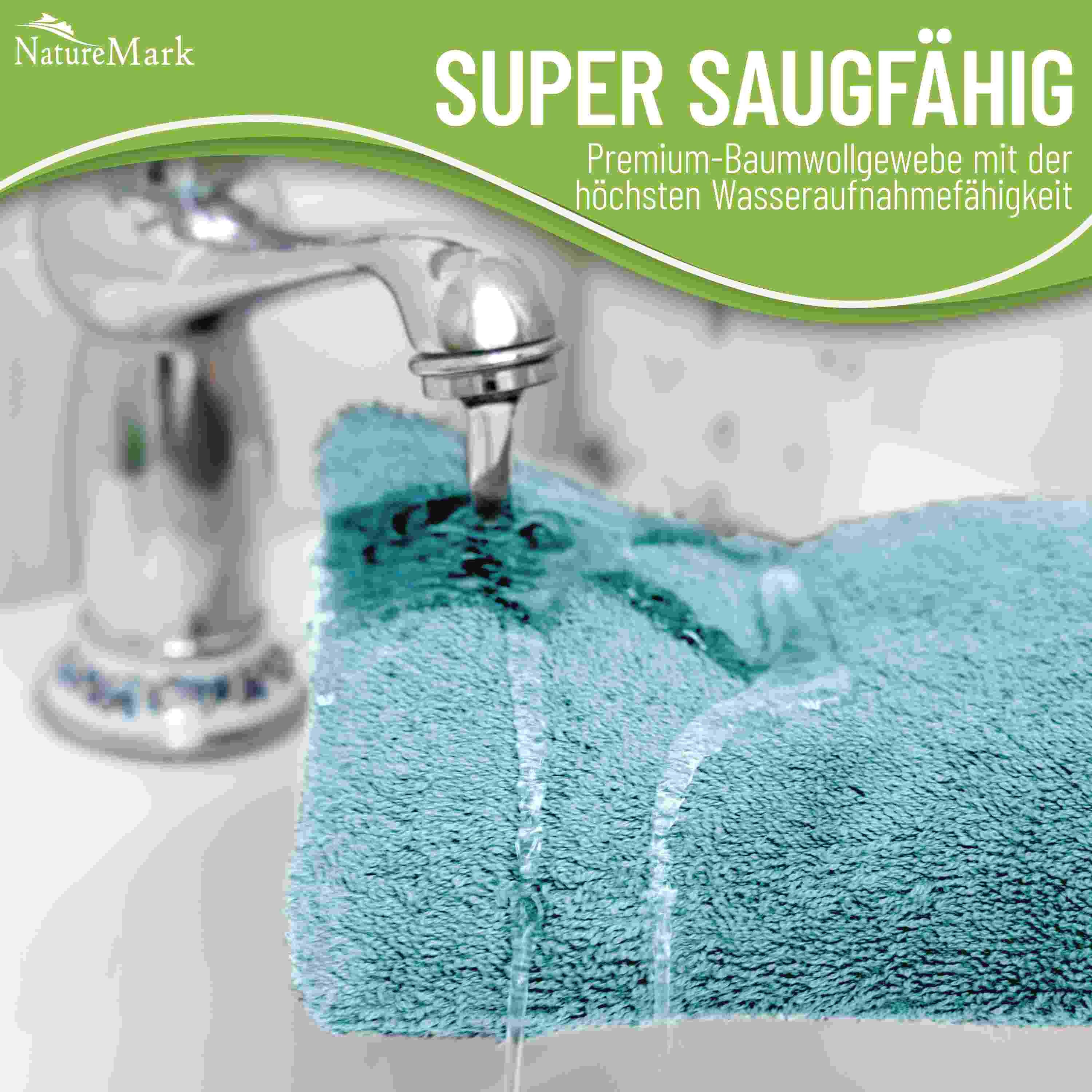 NatureMark Waschhandschuh 10er-Set Frottier Waschhandschuhe, 100% Baumwolle (10-St), Premium Frottier Waschhandschuhe, 15x21cm, Hell blau