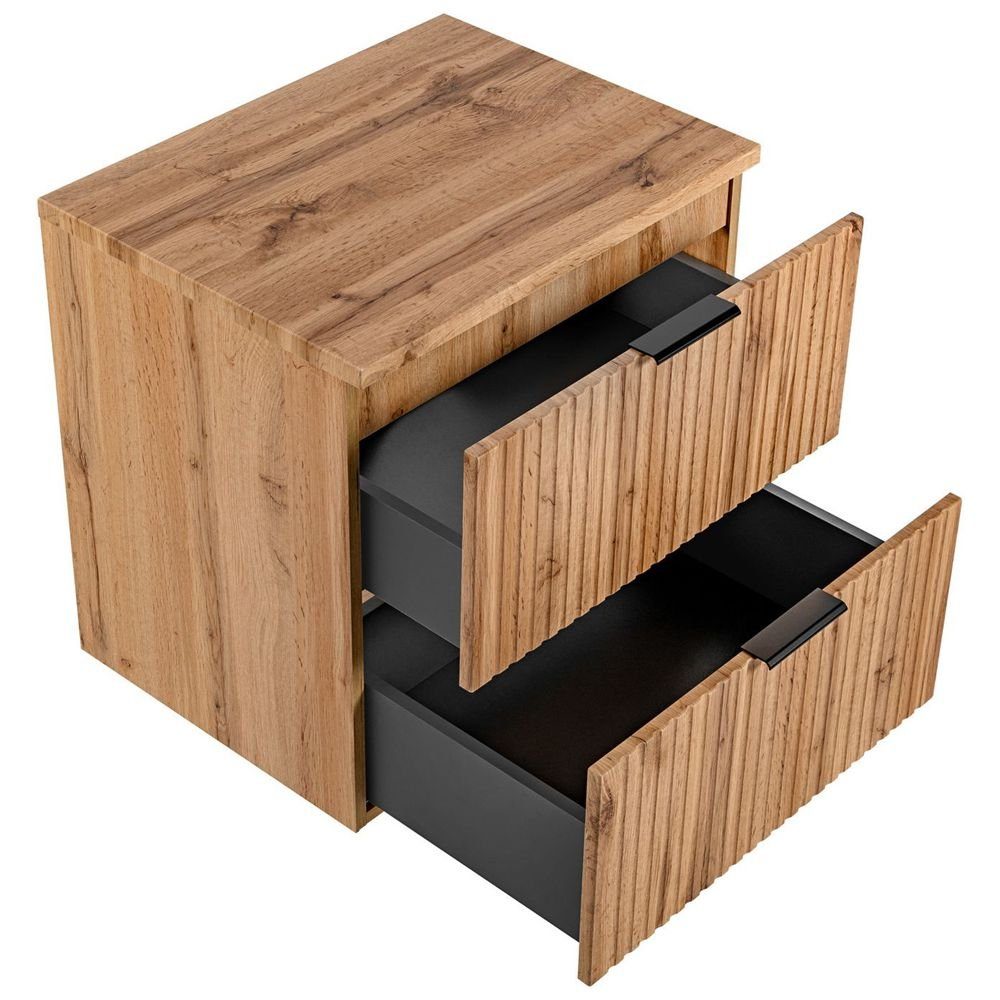 Lomadox Waschbeckenschrank ADELAIDE-56 Wotaneiche mit gerillter günstig online kaufen